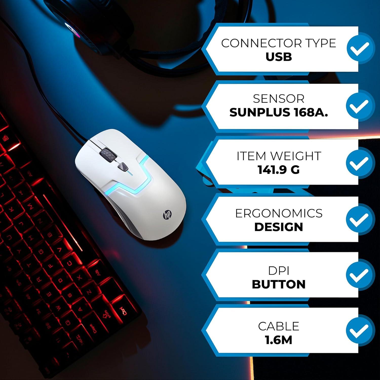 Ratón Gaming HP M160 Óptico con Cable y 7 LED RGB