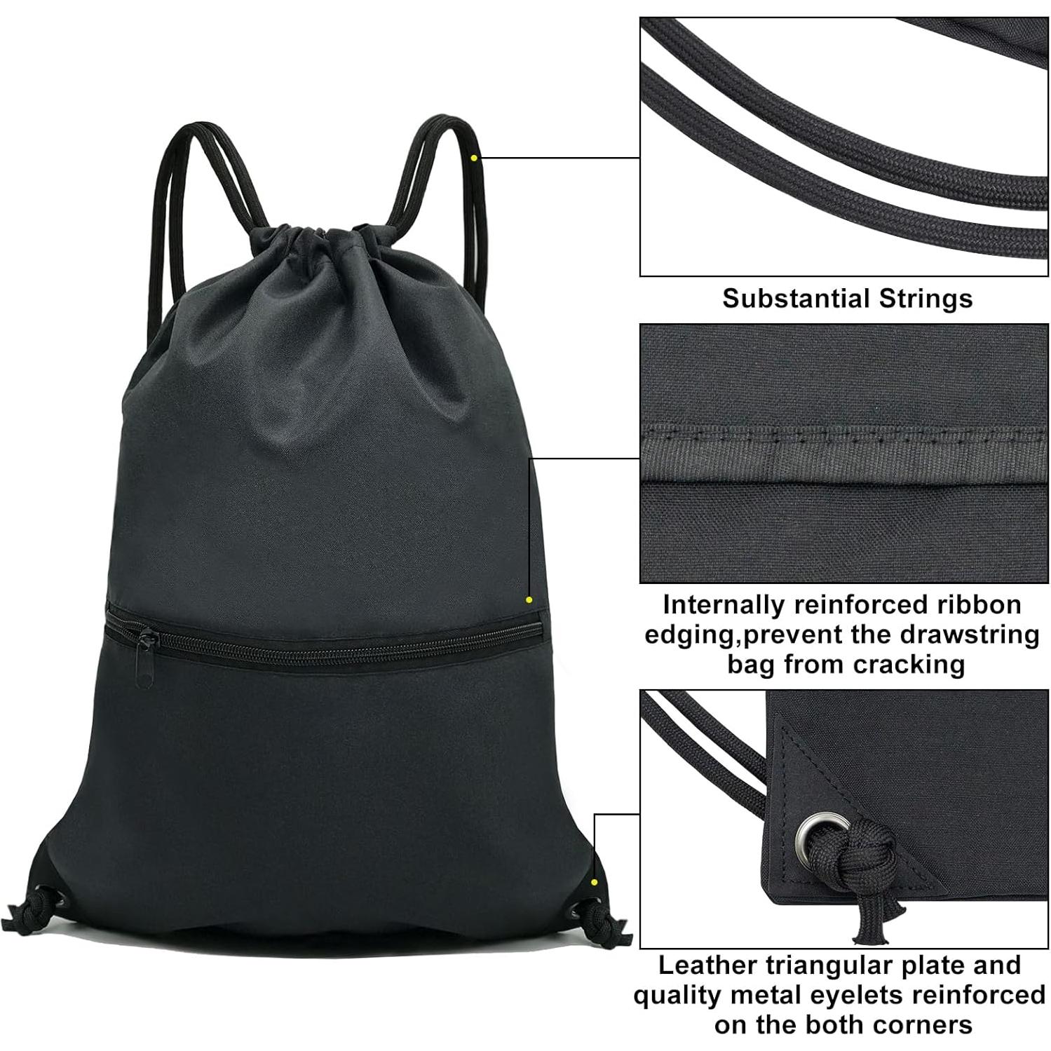 Mochila de Cuerda HOLYLUCK Negra para Gimnasio y Viaje