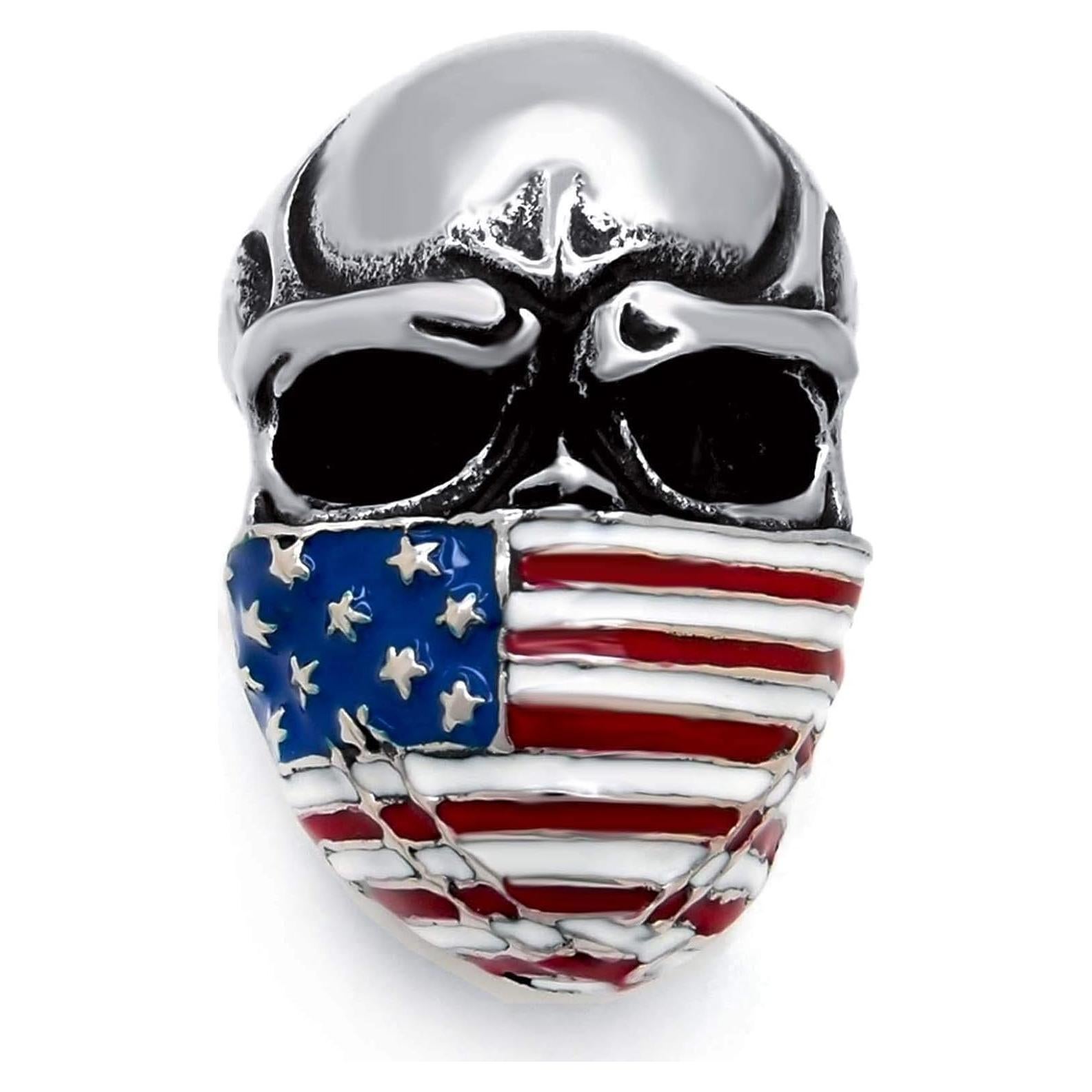 Anillo de Acero Inoxidable Elfasio Calavera Americana Talla 7-15