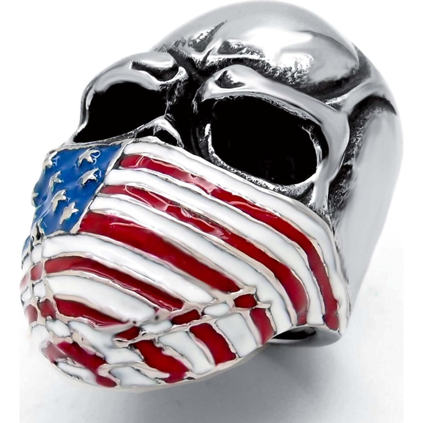 Anillo de Acero Inoxidable Elfasio Calavera Americana Talla 7-15