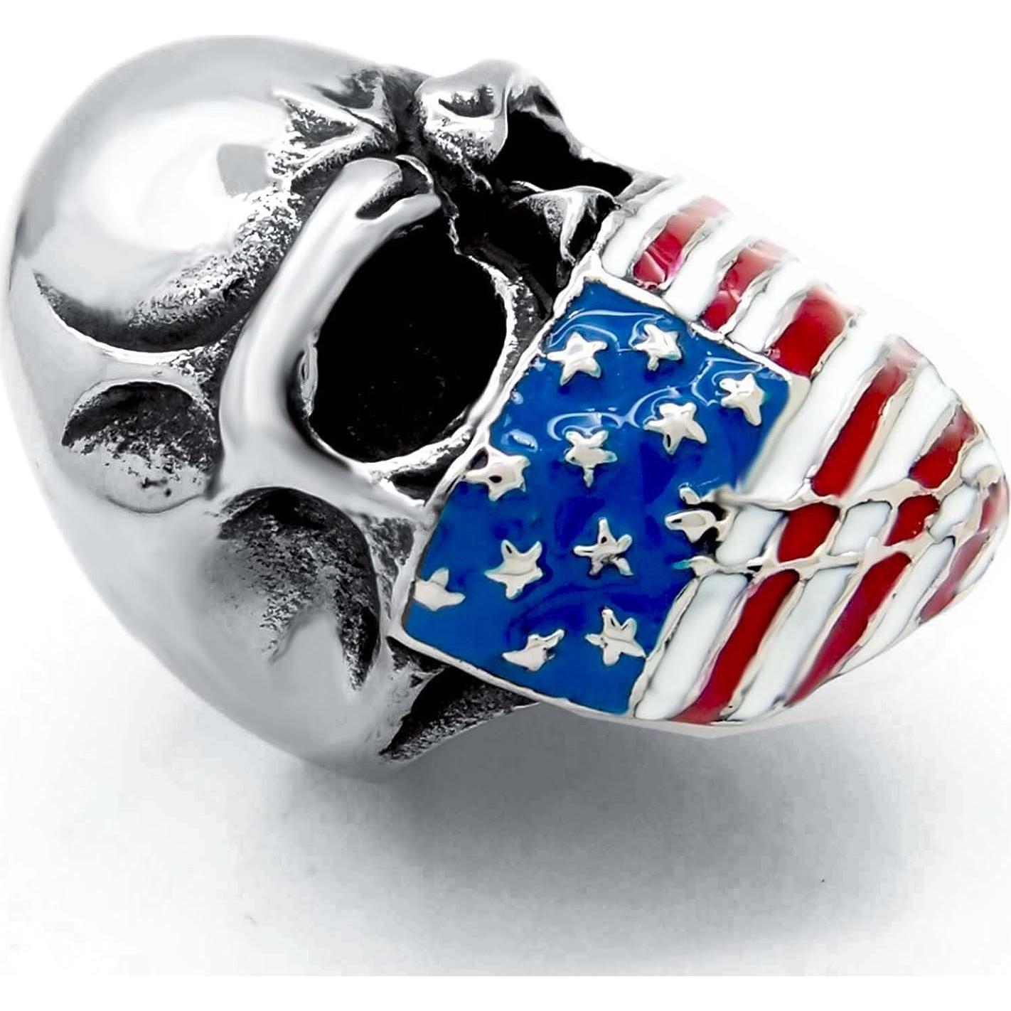 Anillo de Acero Inoxidable Elfasio Calavera Americana Talla 7-15