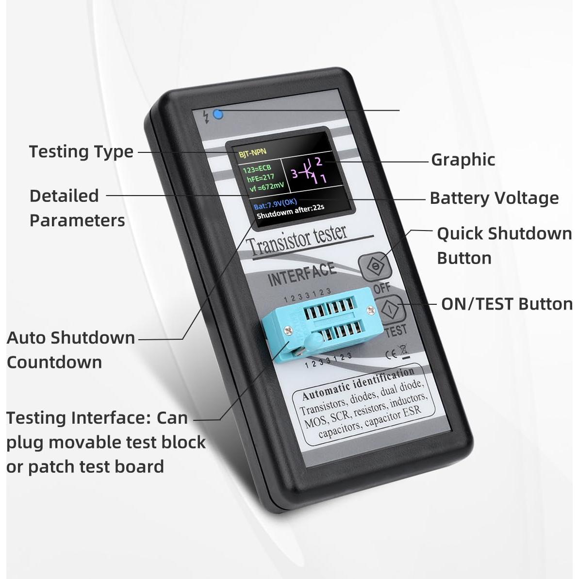 Medidor LCR diymore A1_GXRB0026-AAA, probador de transistores