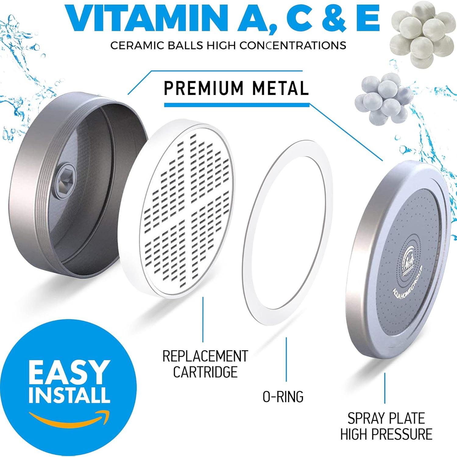 AquaHomeGroup Luxury Filtered Shower Head Set 20+3 Stage Shower Filter for Hard Water Removes Chlorine and Harmful Substances - Showerhead Filter High Output