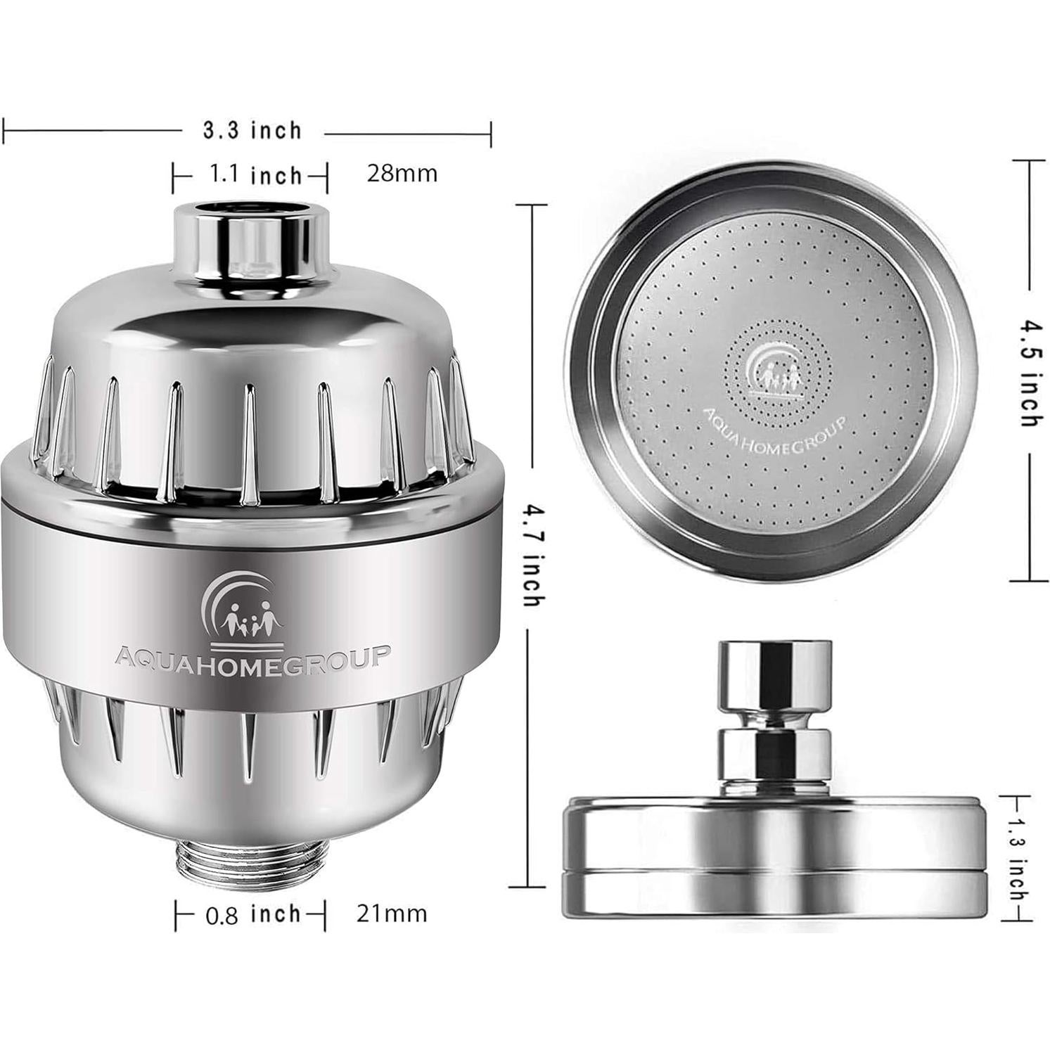 AquaHomeGroup Luxury Filtered Shower Head Set 20+3 Stage Shower Filter for Hard Water Removes Chlorine and Harmful Substances - Showerhead Filter High Output