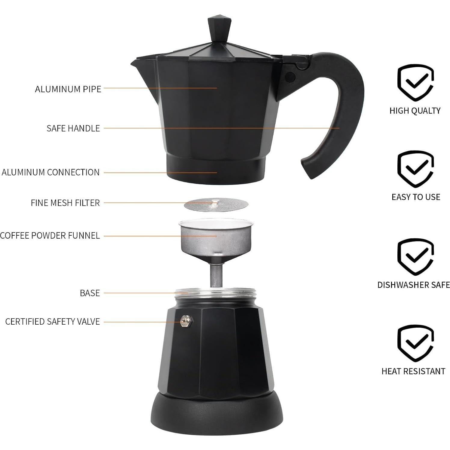 Cafetera Espresso Eléctrica LAOION 6 Tazas 300ml Portátil