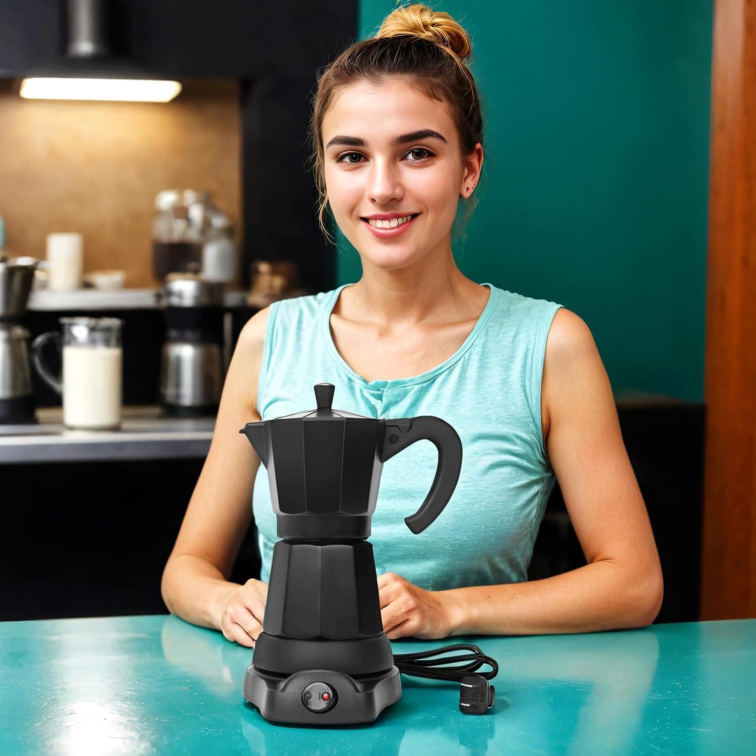 Cafetera Espresso Eléctrica LAOION 6 Tazas 300ml Portátil