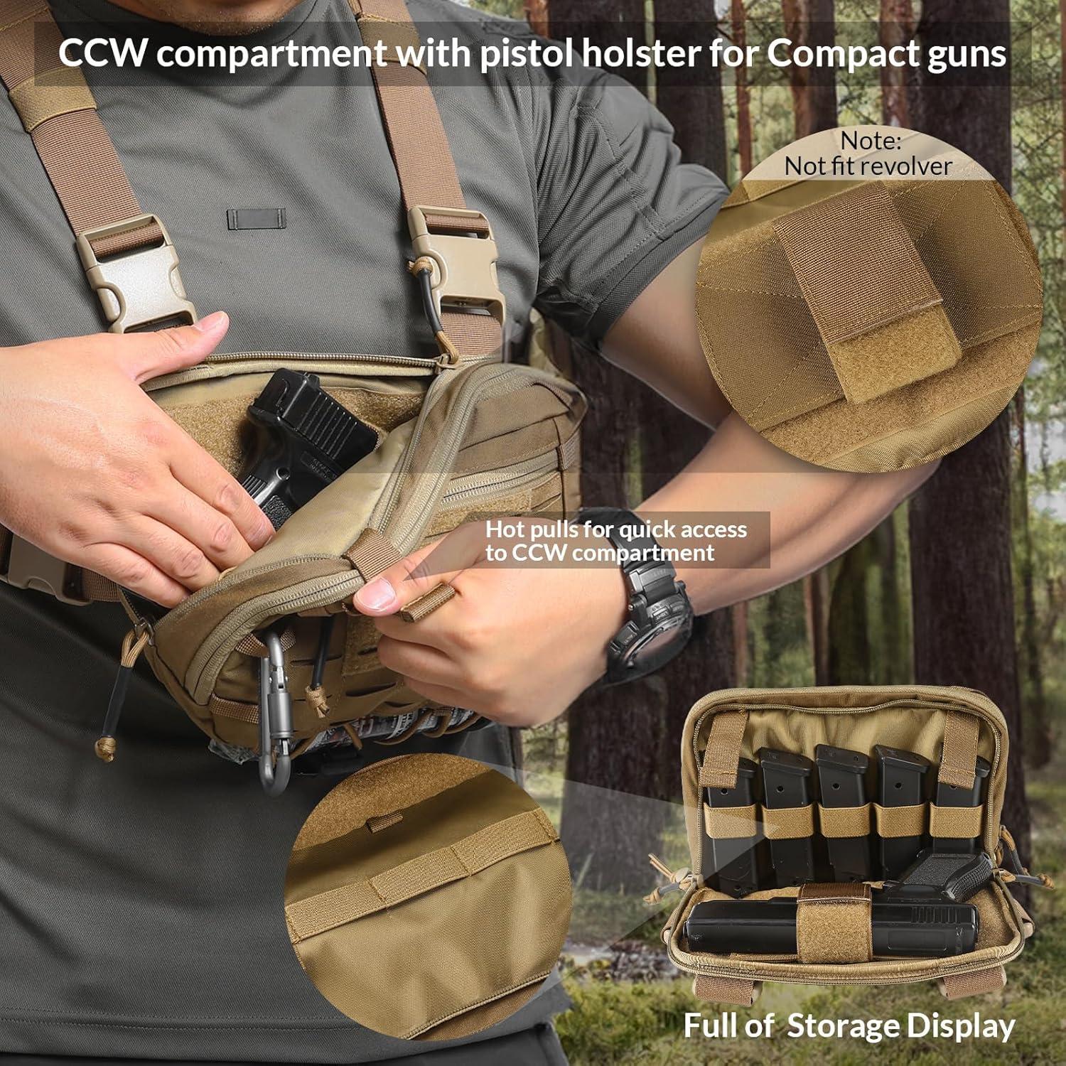 Bolsa Táctica EDC Utility Molle 2L Marrón con Compartimento CCW