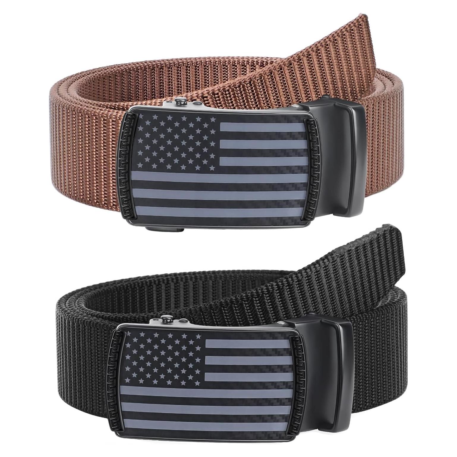 Cinturones de Nylon SANSTHS 2 Piezas para Hombres Ajustables