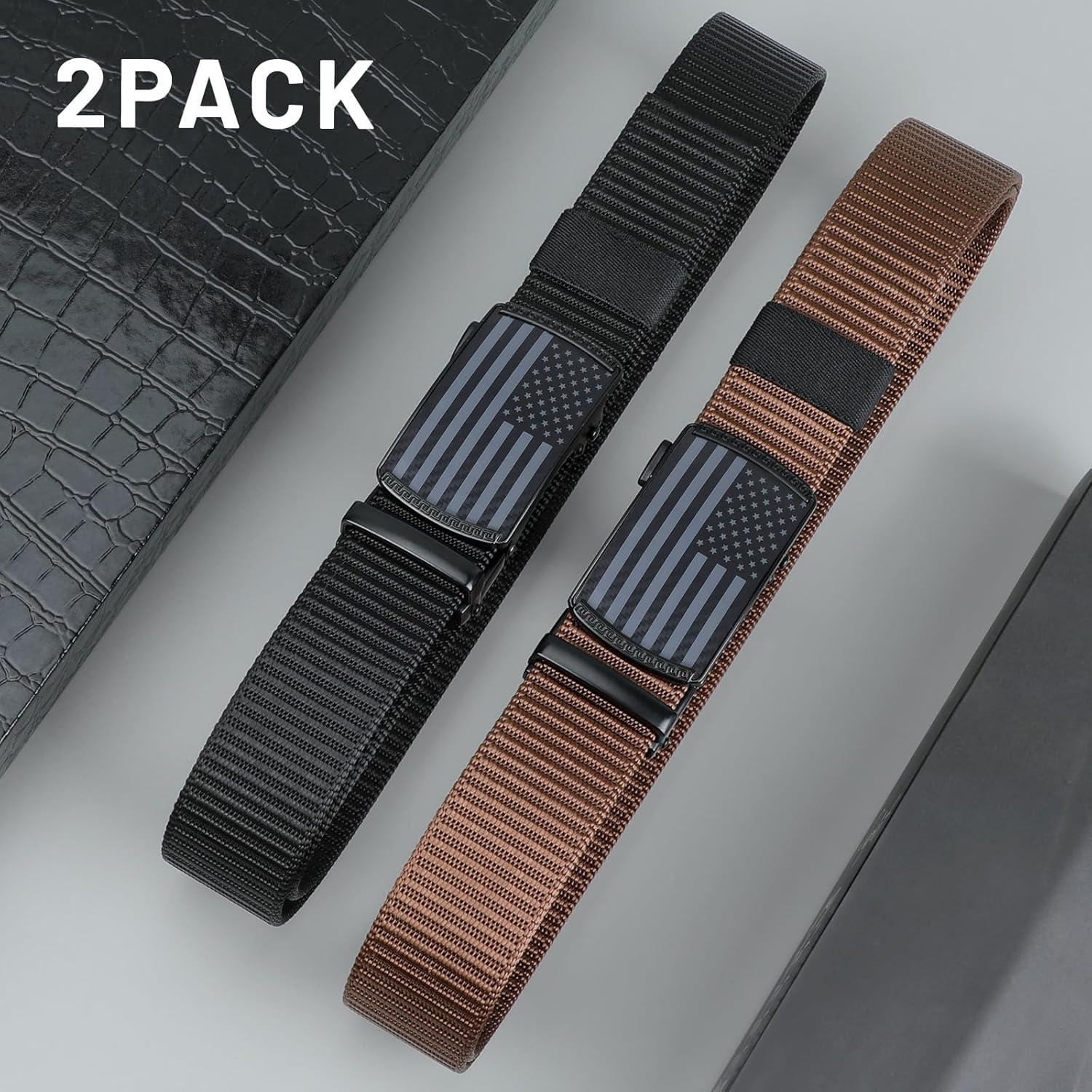 Cinturones de Nylon SANSTHS 2 Piezas para Hombres Ajustables