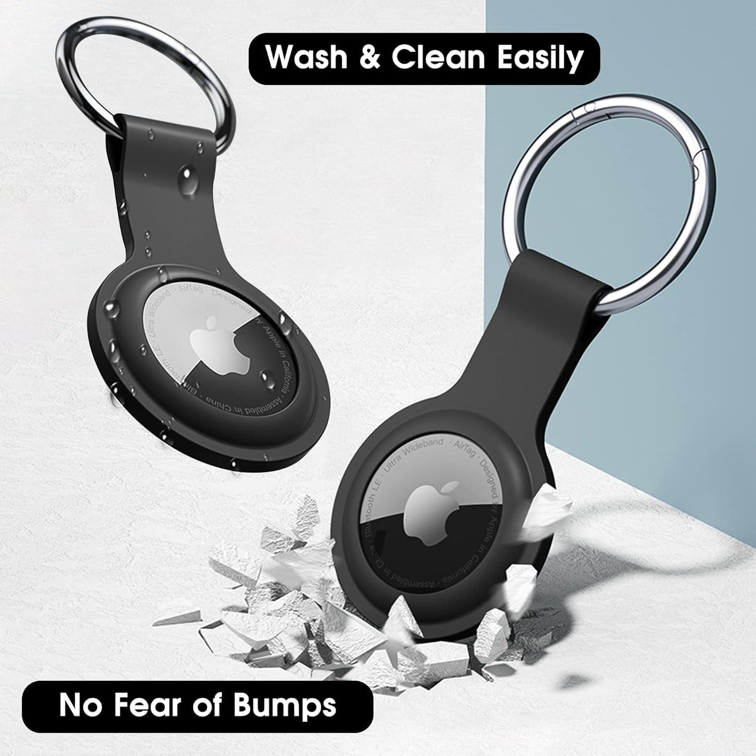 1 Pack Air tag Holder Accessories, Silicone Air tag Keychain Case for Apple, Anti-Losing GPS Keychain Ring Protective Cover for Luggage Tracker, Keys, Dog, Kids Bag