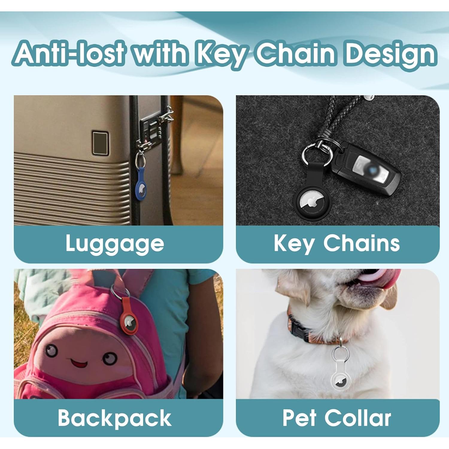 1 Pack Air tag Holder Accessories, Silicone Air tag Keychain Case for Apple, Anti-Losing GPS Keychain Ring Protective Cover for Luggage Tracker, Keys, Dog, Kids Bag