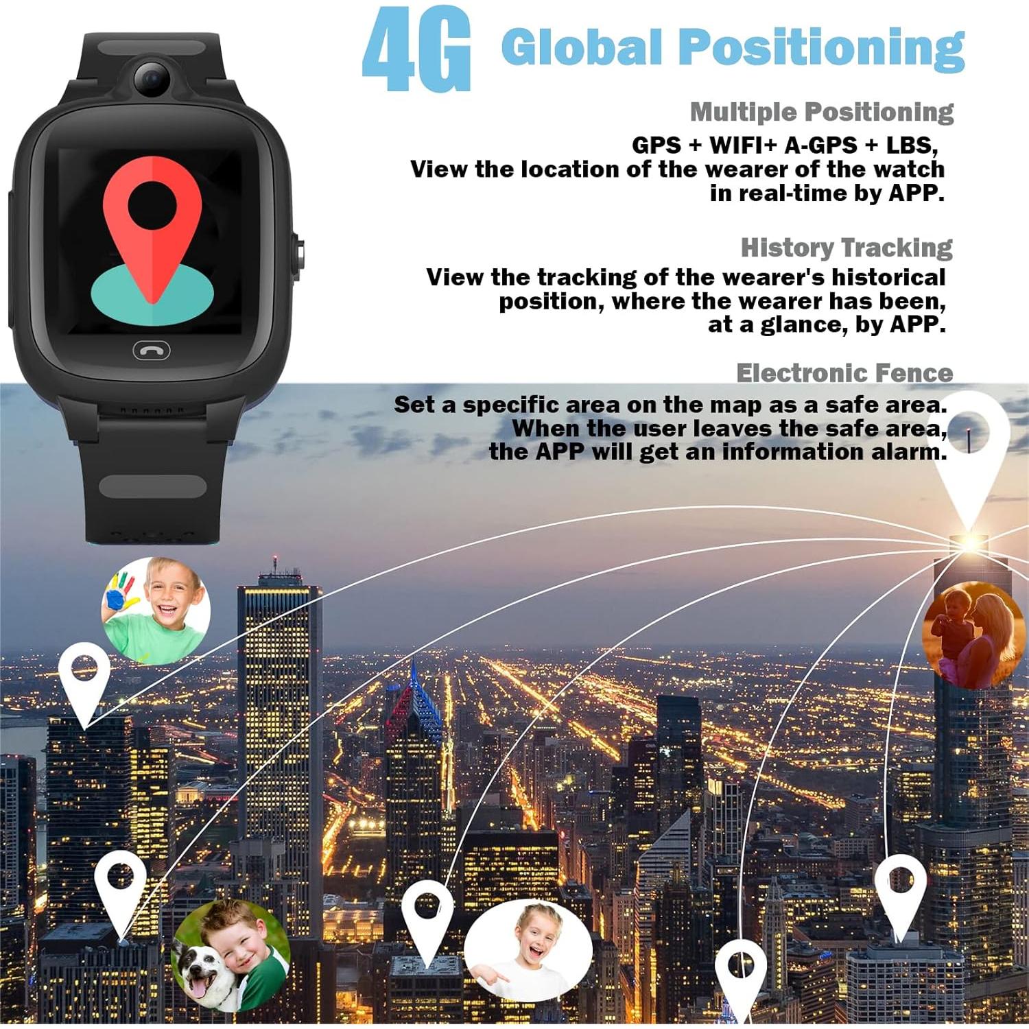 Reloj Inteligente 4G TEZILON GPS Niños y Ancianos Impermeable