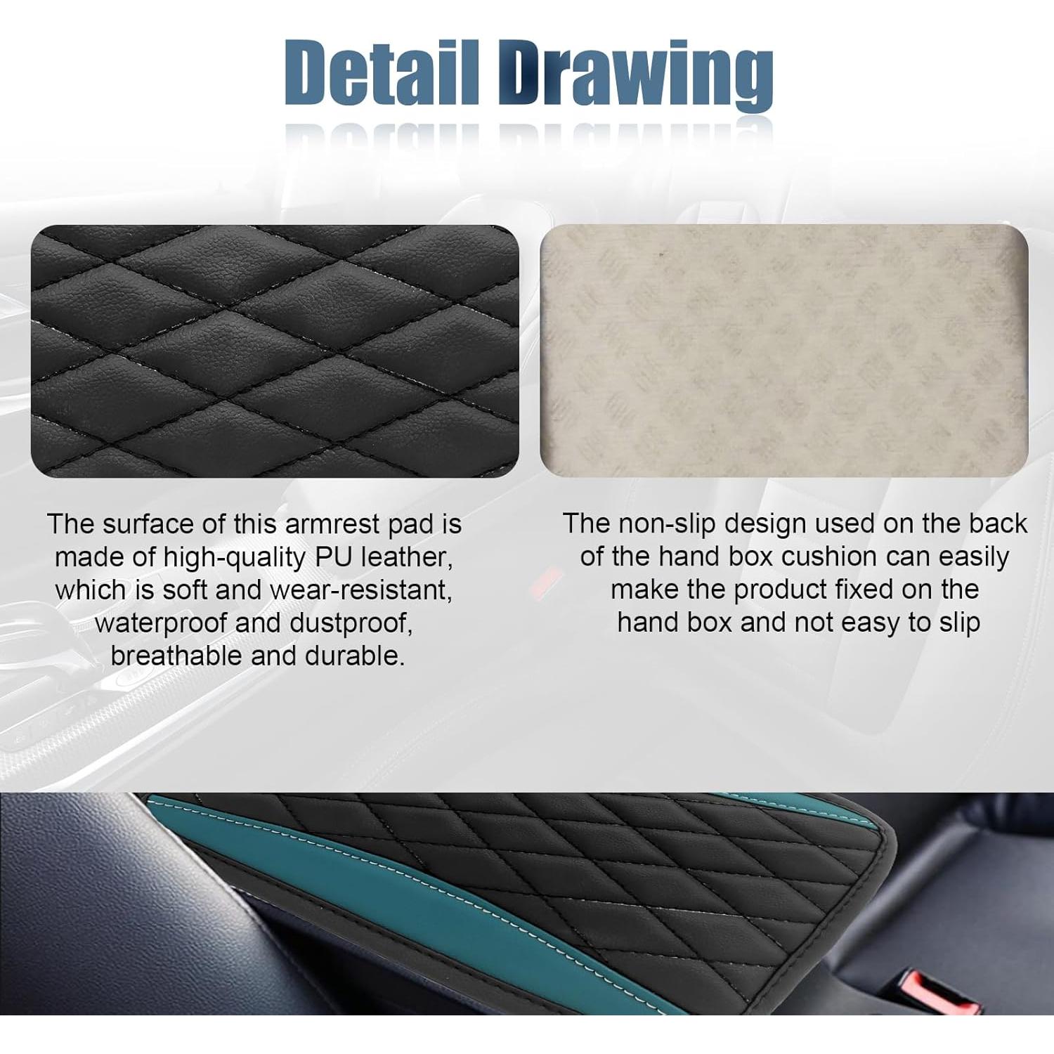 Cubierta de Consola Central Vrasly - Cuero Impermeable Verde 19x32cm