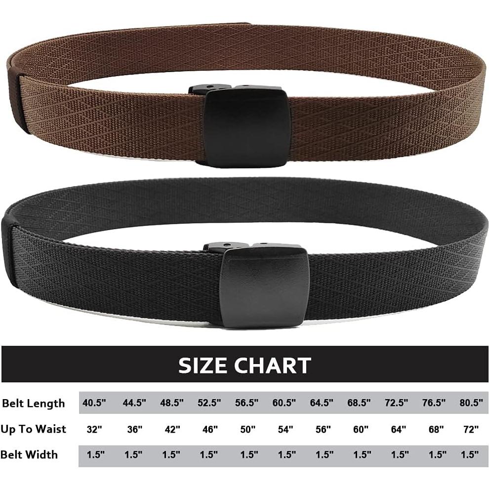 Paquete 2 Cinturones Nylon Hombres Sin Metal 71-162 cm