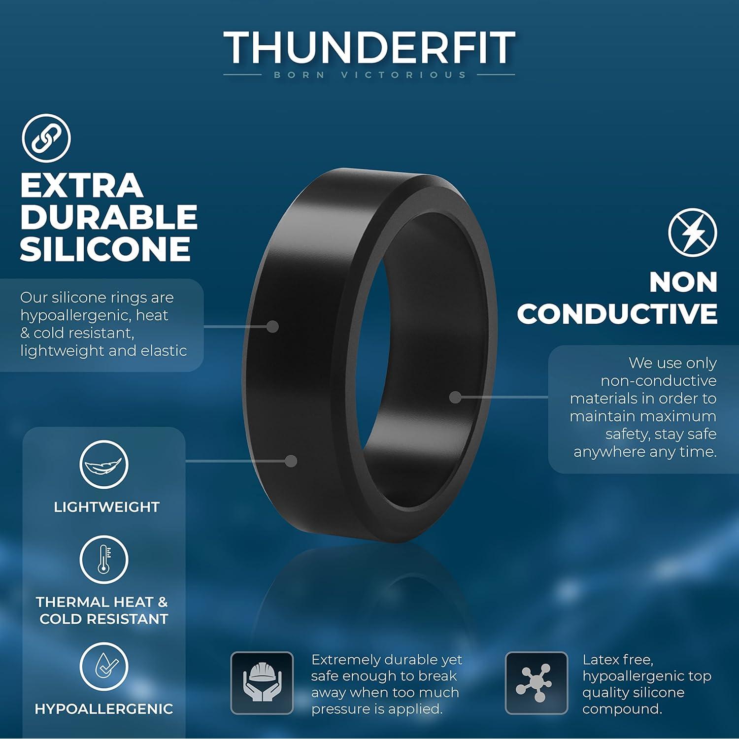 Anillos de Silicona ThunderFit para Hombres - 9.8mm Ancho