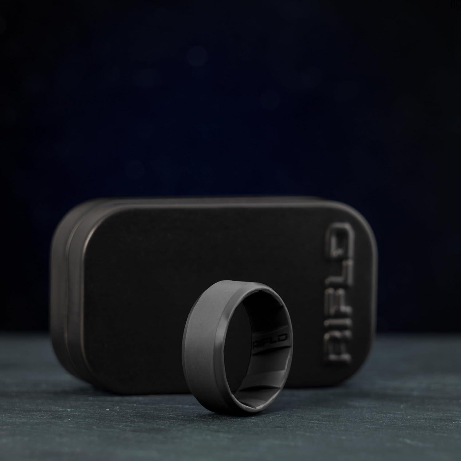 Anillo de Silicona RIFLD para Hombres - Negro Táctico 11