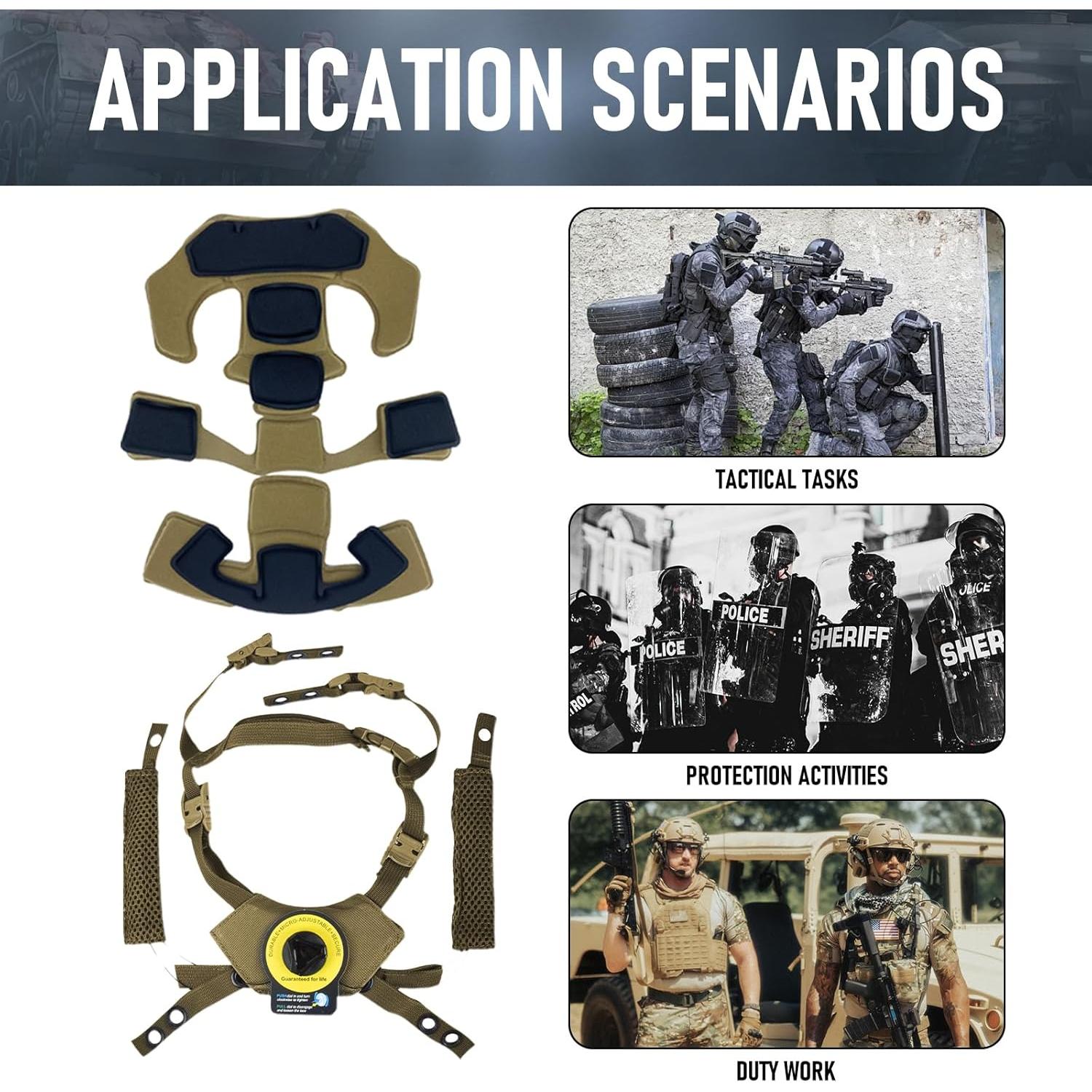 Kit Acolchado Casco Táctico BShasrlim Beige Ajustable