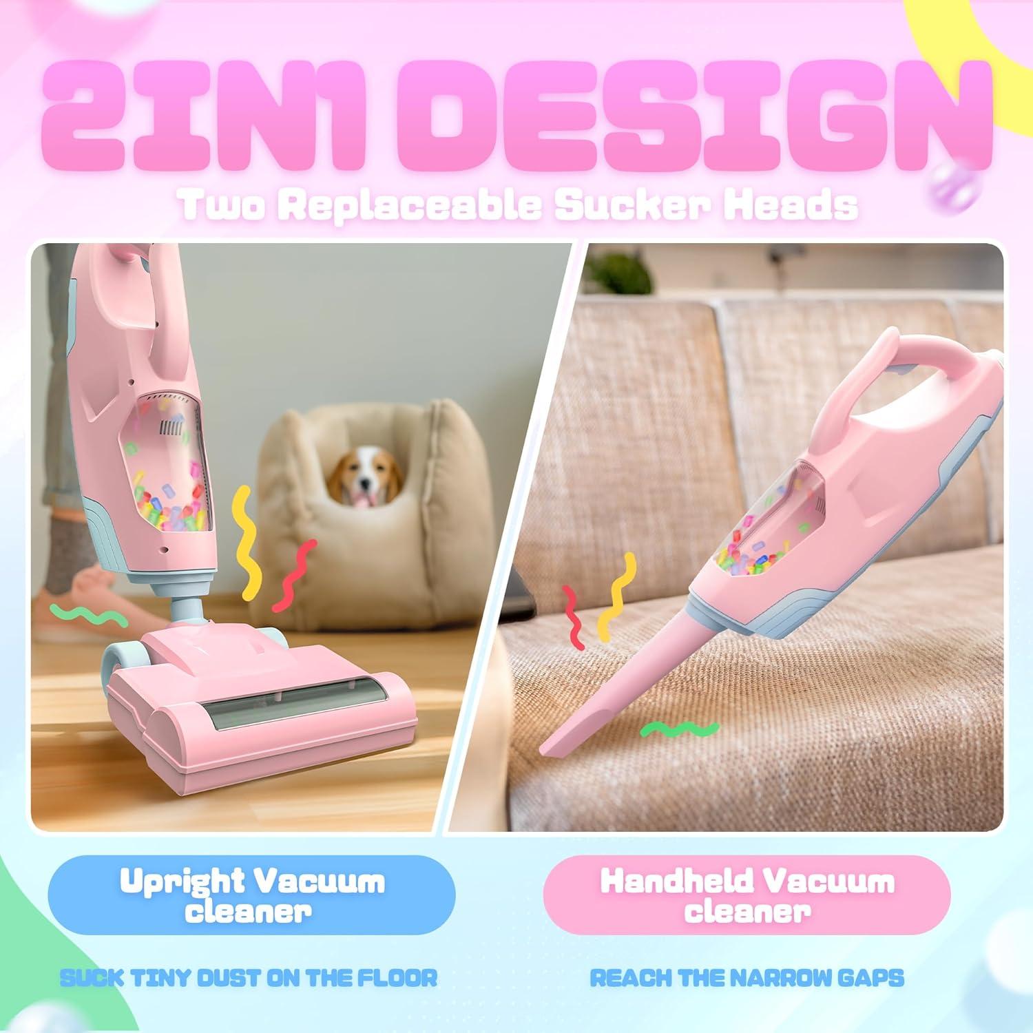 Aspiradora de Juguete Toy Choi Rosa 2 en 1 para Niños