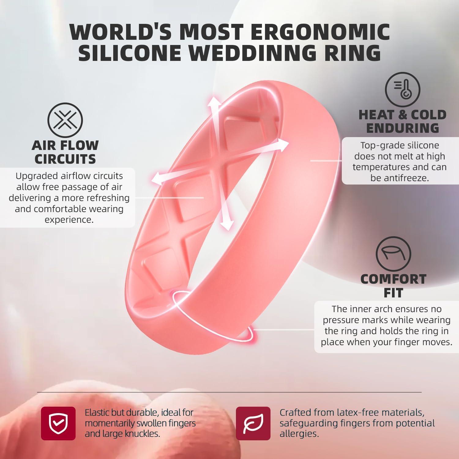 Anillo de Silicona Egnaro para Mujeres 6.5-7, Transpirable