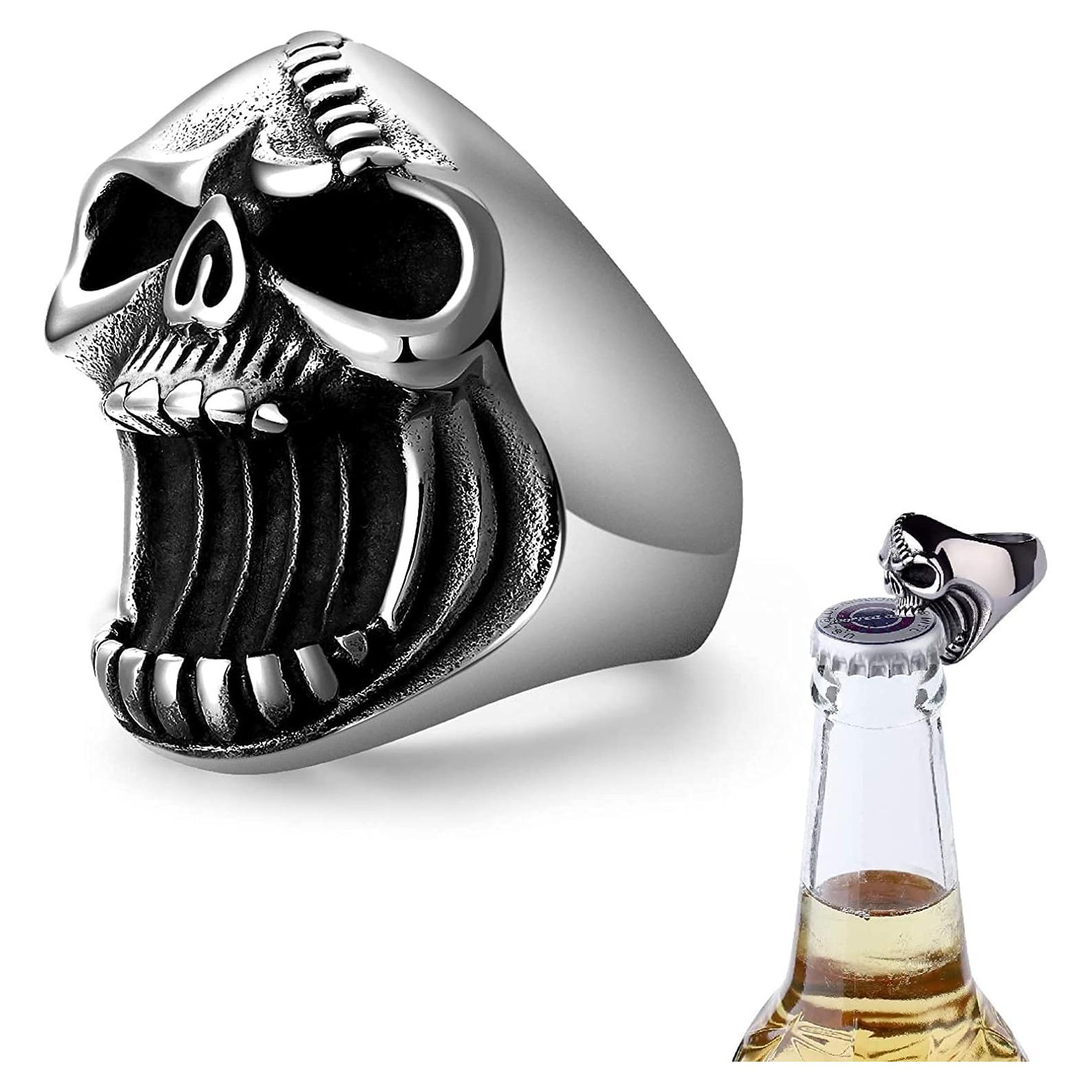 Anillo de Calavera LAOYOU Gótico Abrebotellas para Hombres