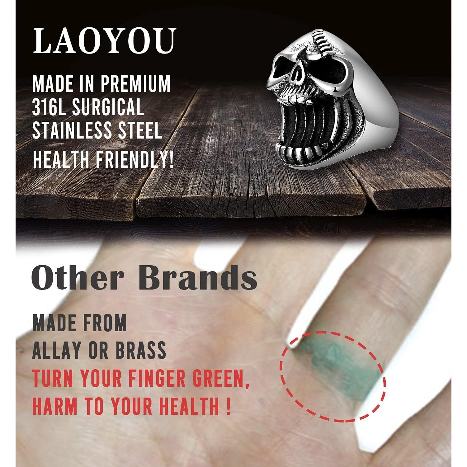 Anillo de Calavera LAOYOU Gótico Abrebotellas para Hombres