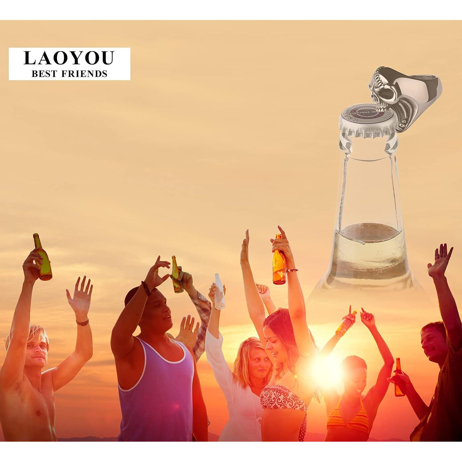 Anillo de Calavera LAOYOU Gótico Abrebotellas para Hombres