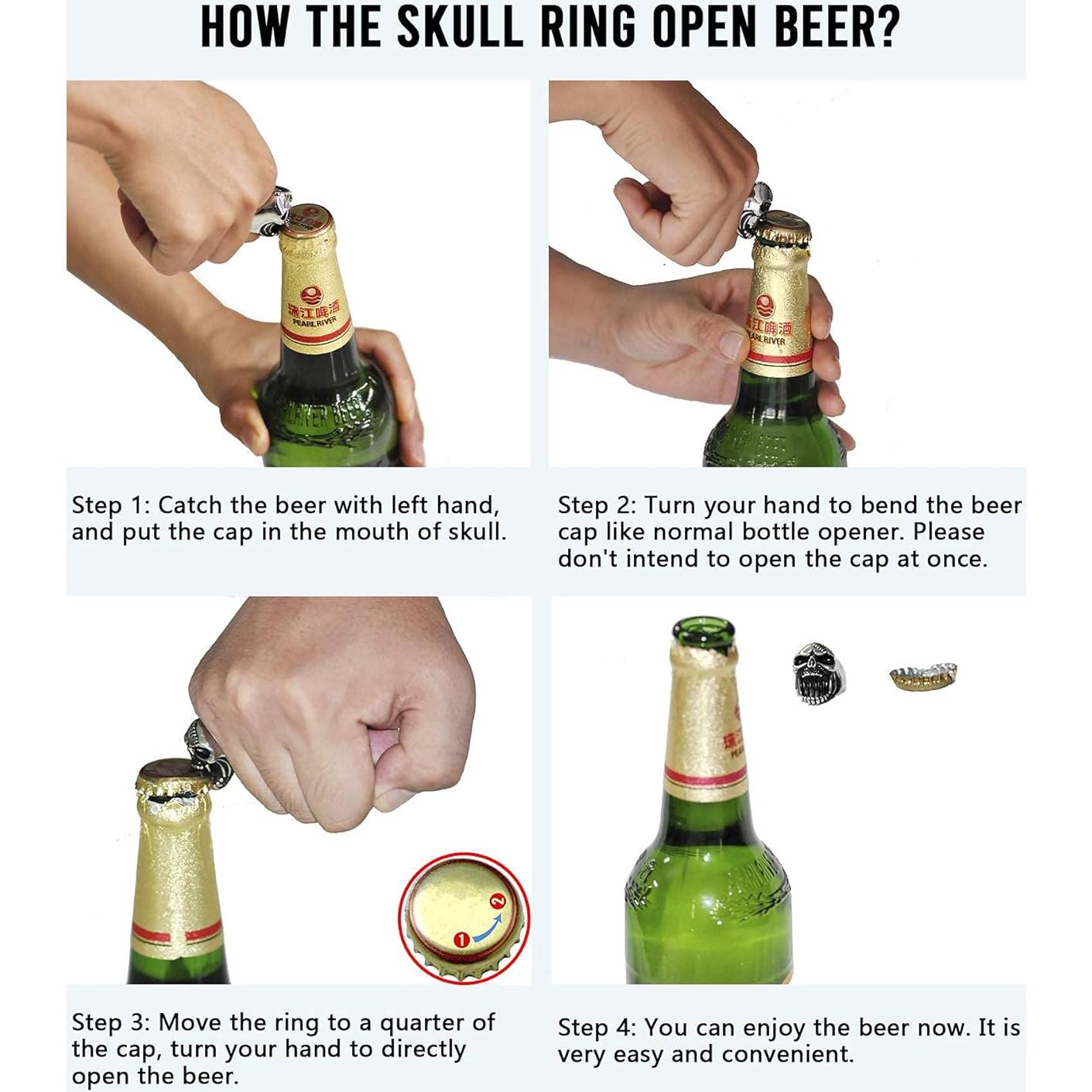 Anillo de Calavera LAOYOU Gótico Abrebotellas para Hombres