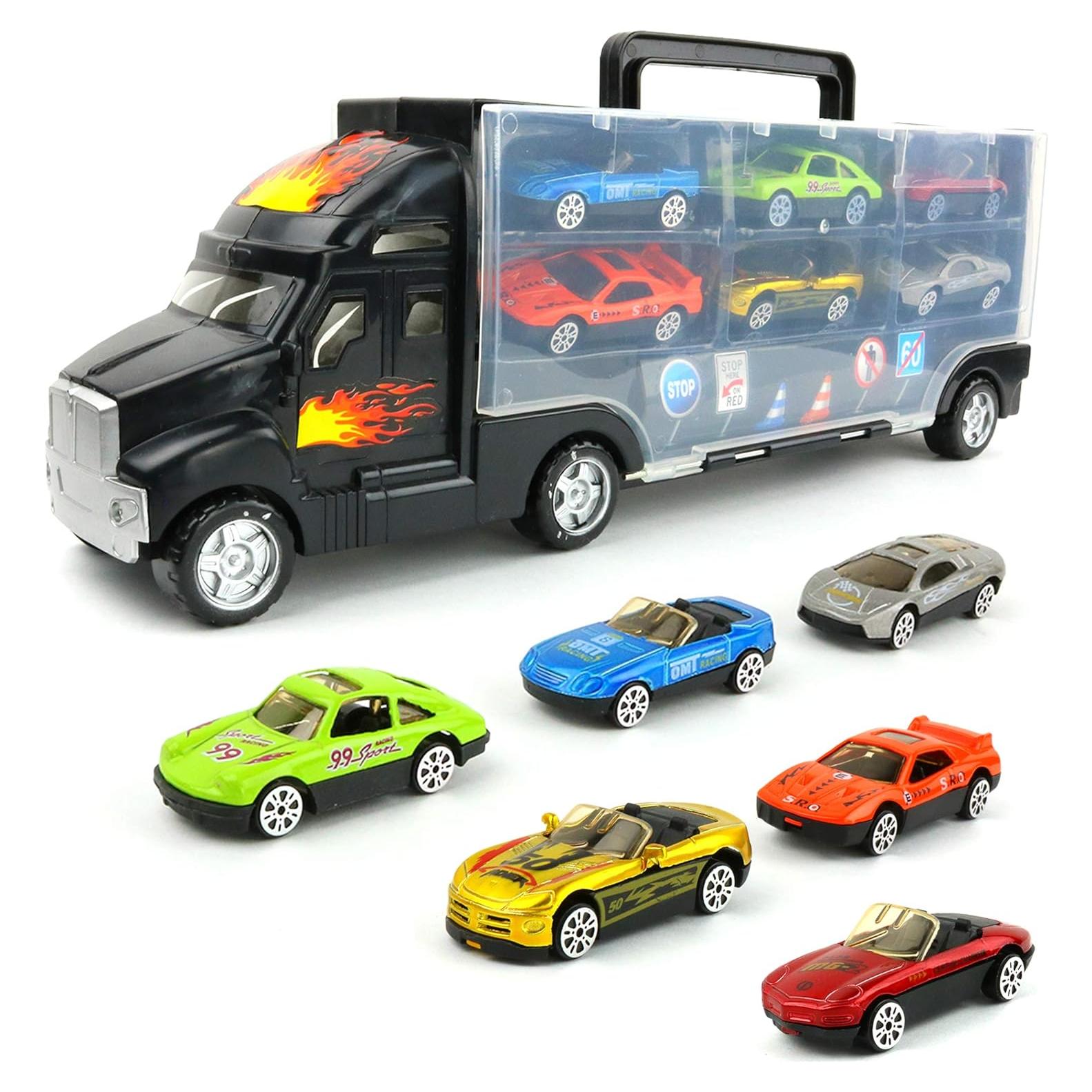 Camión Transportador Big Mo 38 cm con 6 Autos Metal