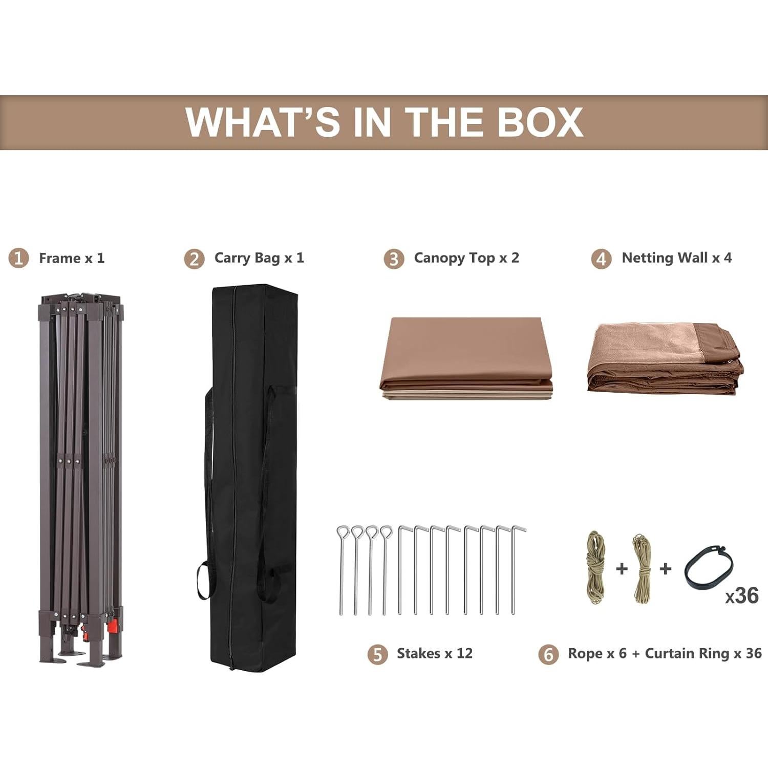 Gazebo Plegable ABCCANOPY 3,35x3,35m con Mosquitera Beige