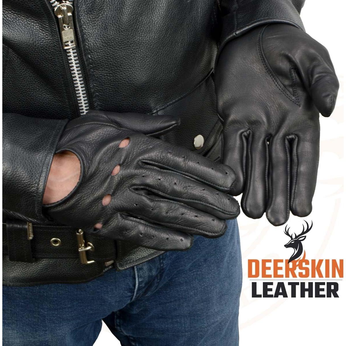 Guantes de motocicleta Milwaukee Leather SH869 Piel Perforada Negro