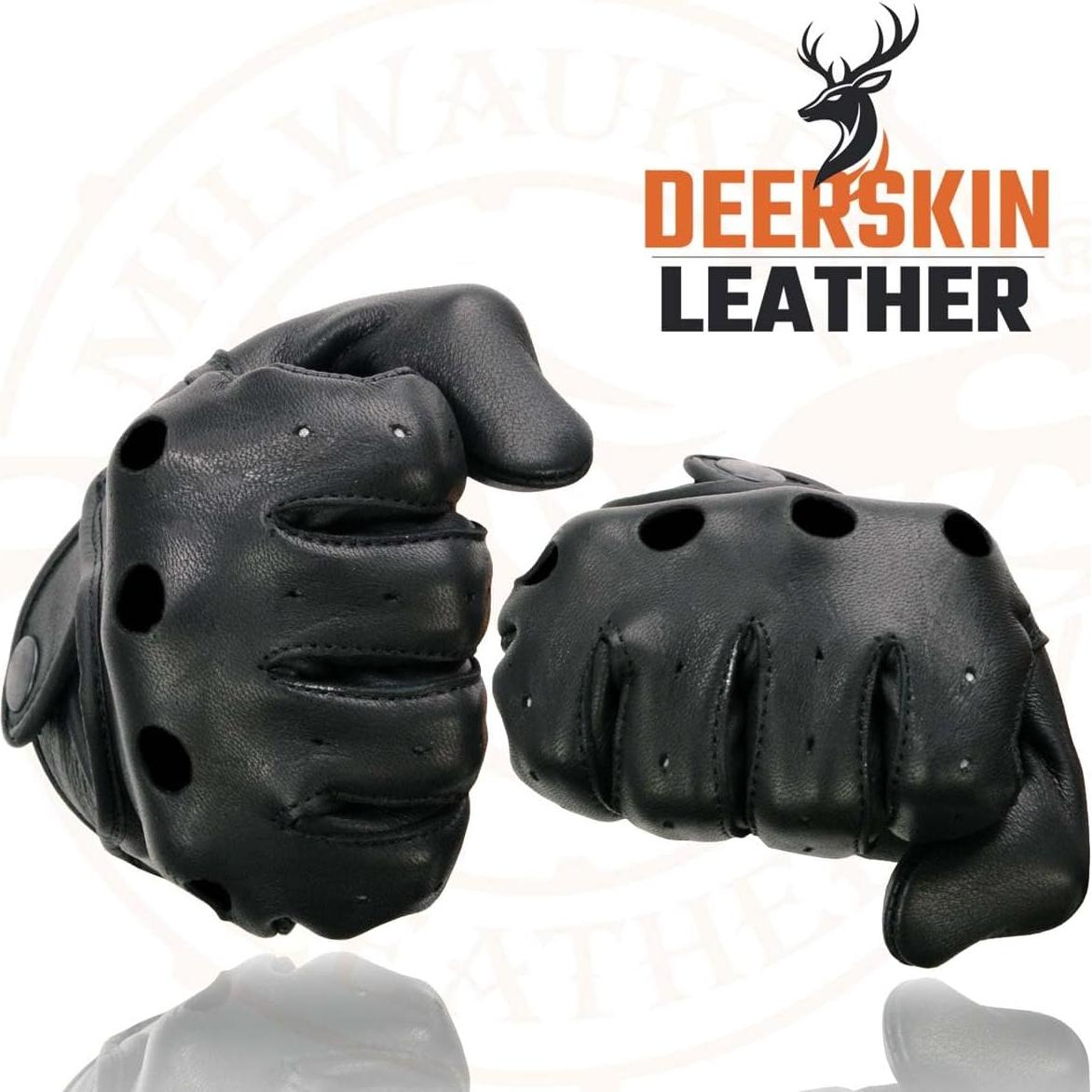 Guantes de motocicleta Milwaukee Leather SH869 Piel Perforada Negro