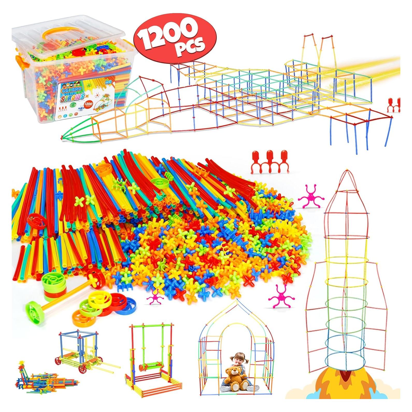 Juguetes de Construcción de Pajitas Ggiibro 1200 Piezas STEM