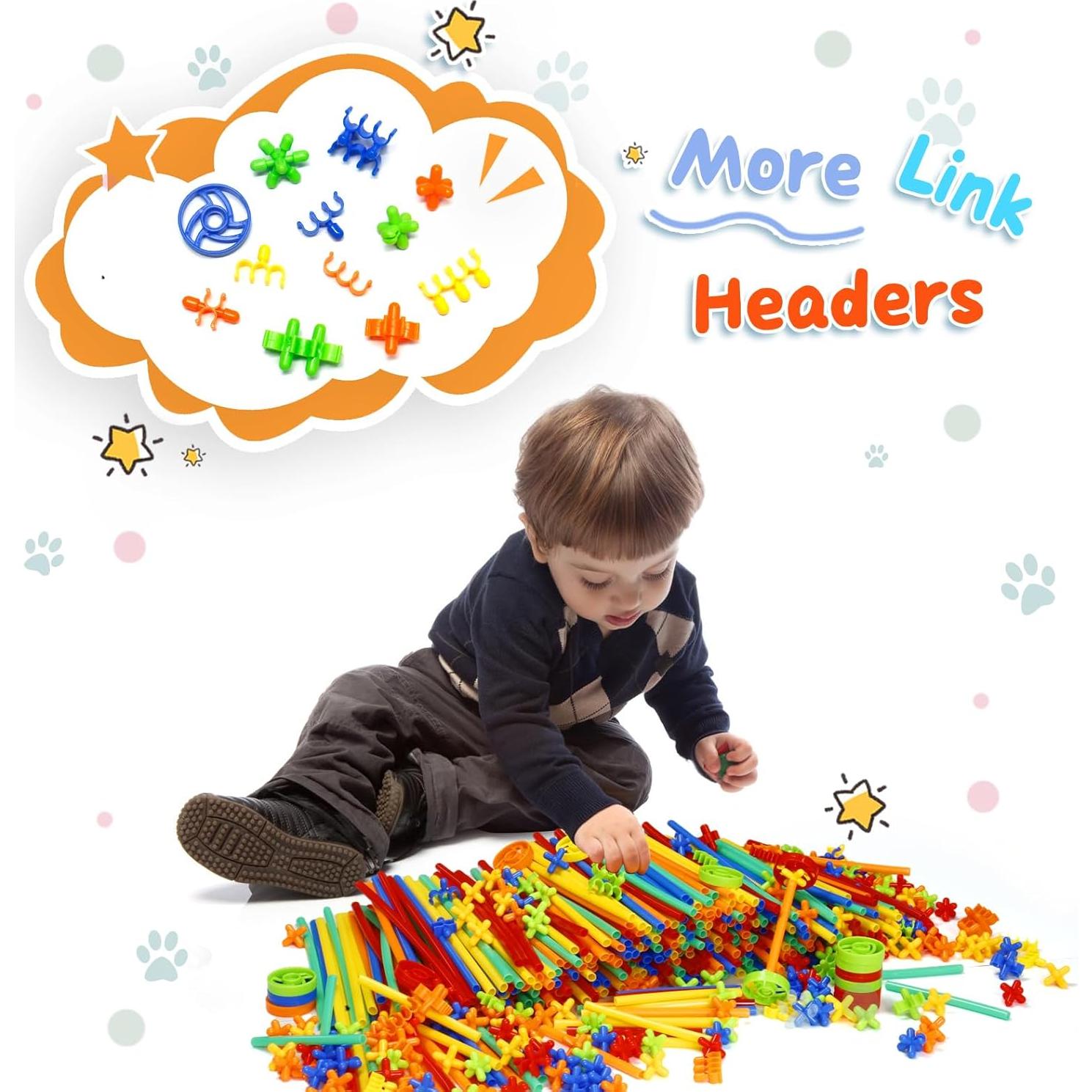 Juguetes de Construcción de Pajitas Ggiibro 1200 Piezas STEM