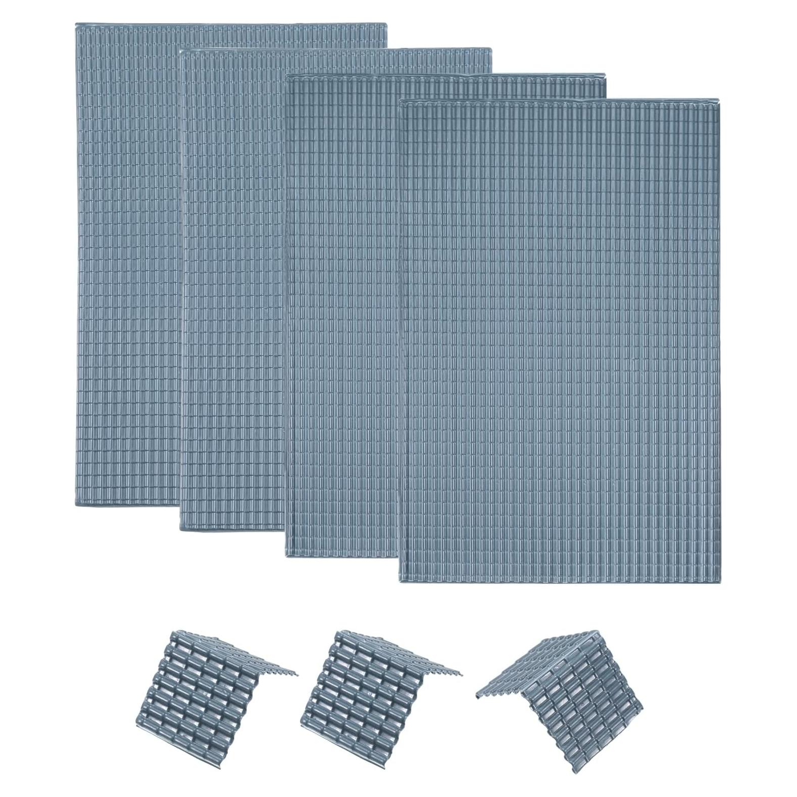 MECCANIXITY Miniature Roof Tiles PVC Model Roof Tiles Mini DIY Tiles Model Building Set for Model Building Dolls Houses Garden Sand Table Dark Grey Pack of 4