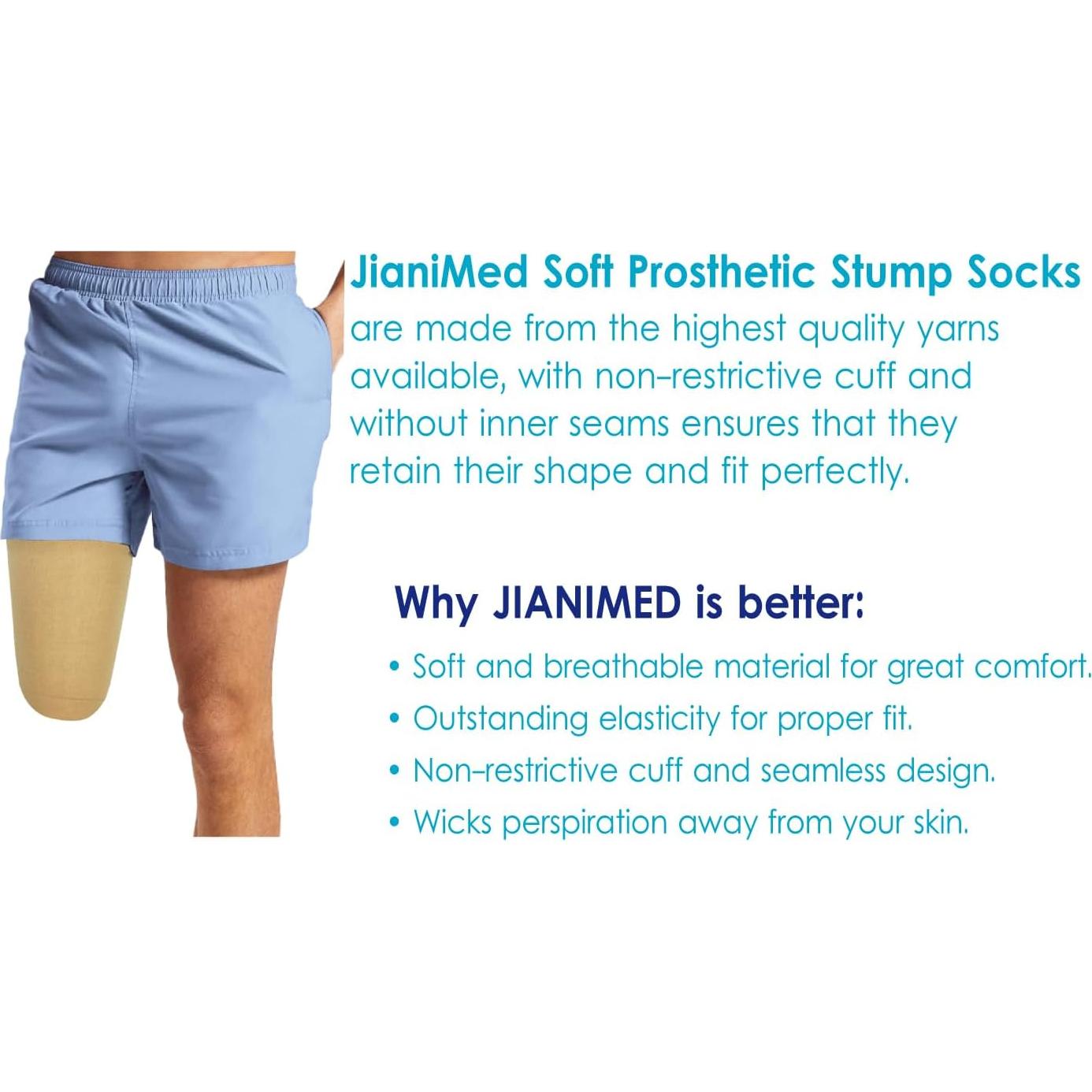 Calcetines protésicos de algodón JianiMed - Compresión ligera S/M/L