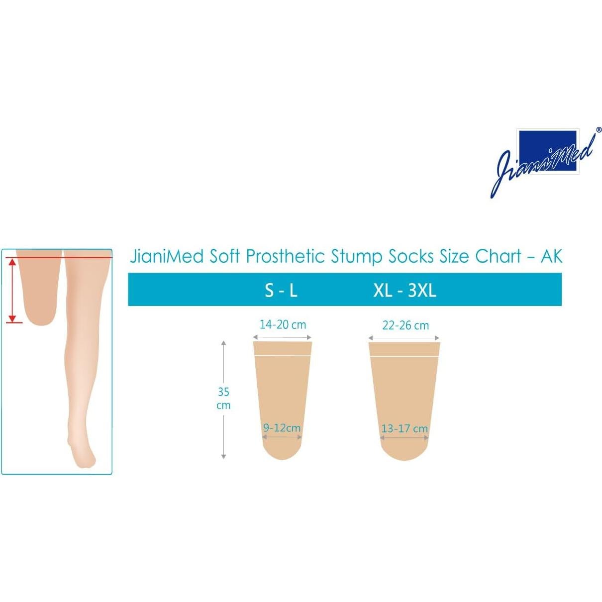 Calcetines protésicos de algodón JianiMed - Compresión ligera S/M/L