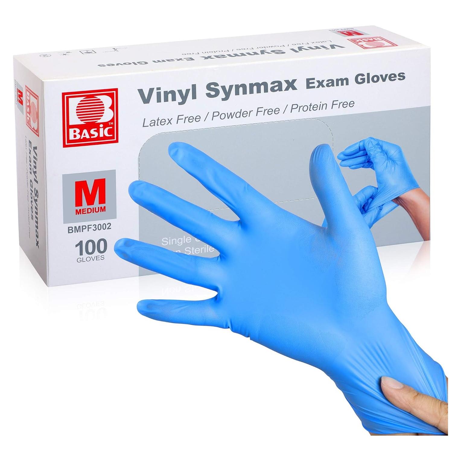 UC Global Trade Inc Medium Disposable Vinyl Exam Gloves, 4 Mil-Thick -Latex Free Powder Free, Food Safe, Cleaning Gloves-Blue, 100 count
