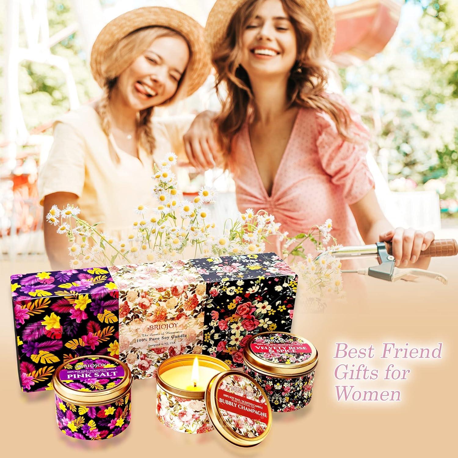 Candle Gifts for Women - Unique Mothers Day, Valentines Day, Birthday Gift for Her Mom Wife Sister Girlfriend Daughter - Friendship Gift for Best Friend Bestie Coworker - Natural Soy Candle