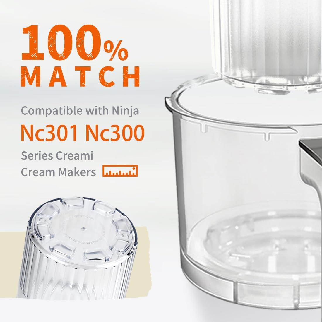 Containers Replacement for Ninja Creami 7-in-1 Pints and Lids -4 Pack 16 oz- Compatible with NC301, NC300 NC299AMZ Series-Leak Proof Lids Dishwasher Safe