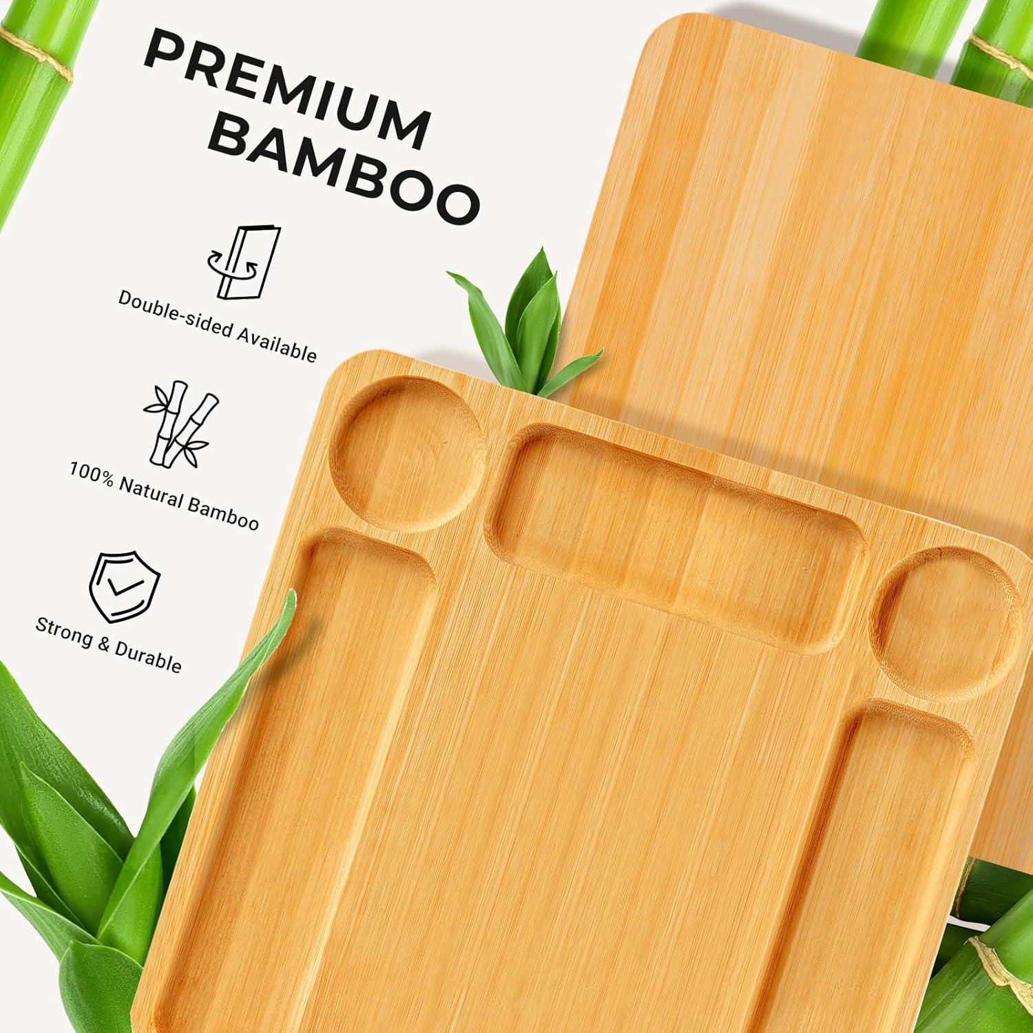 Tabla de Charcutería Combler de Bambú con Tapa y 5 Compartimentos