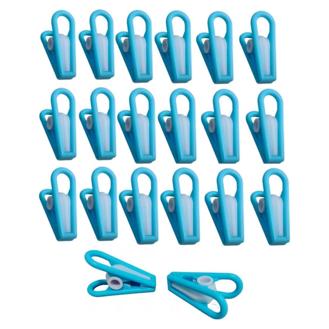 Clips Multiusos Lrophyte Azul Claro y Blanco - Paquete de 20