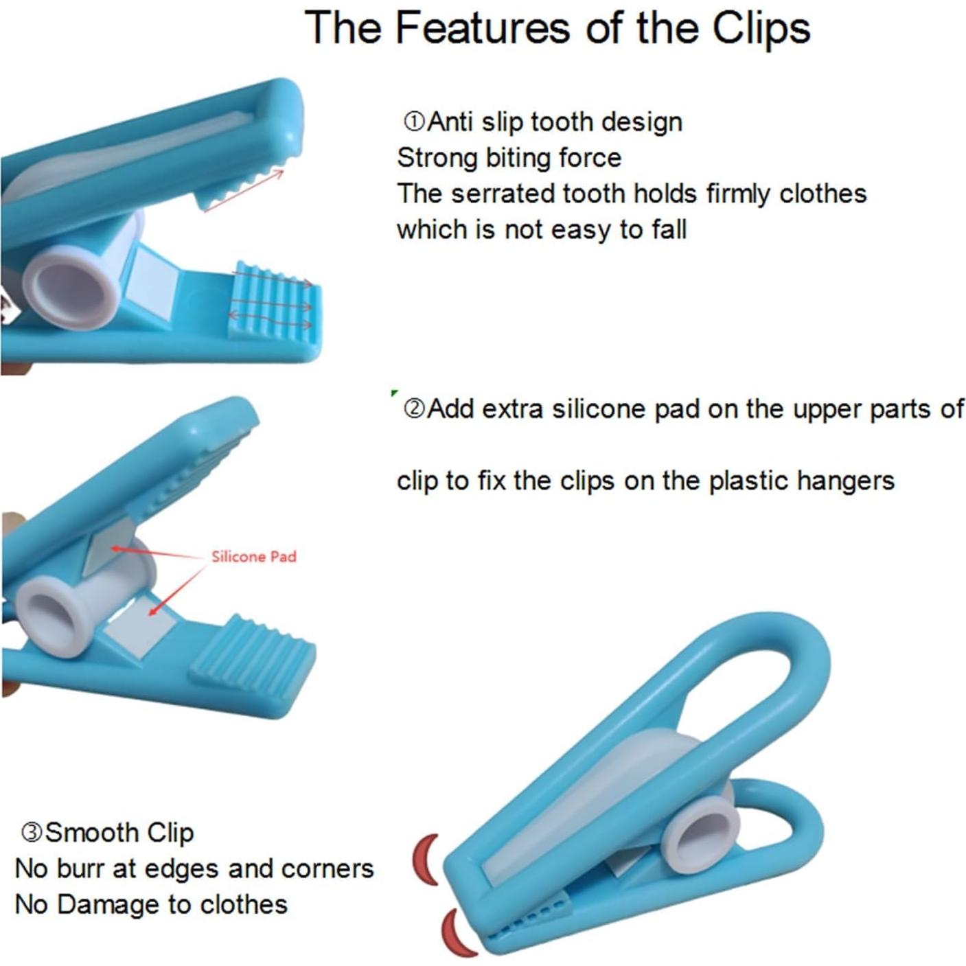 Clips Multiusos Lrophyte Azul Claro y Blanco - Paquete de 20