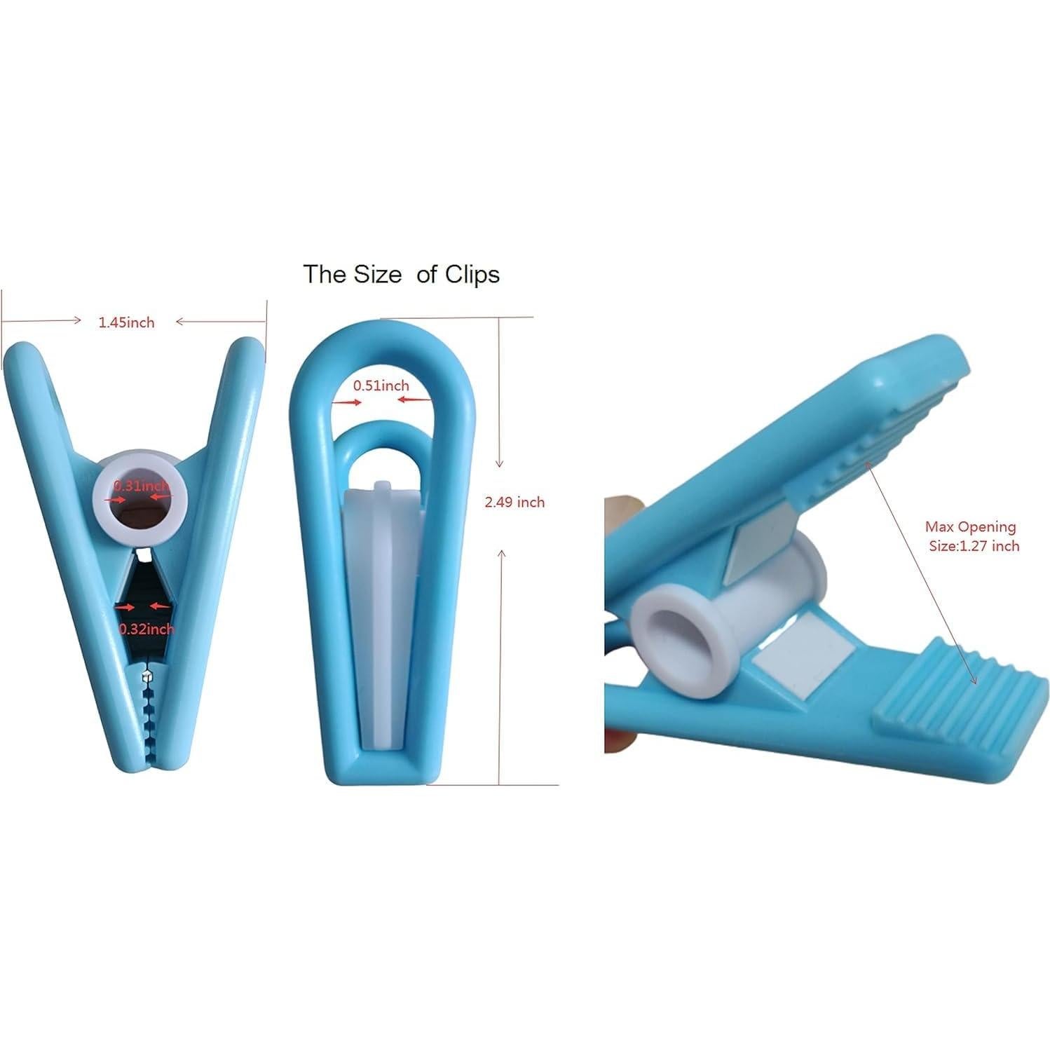 Clips Multiusos Lrophyte Azul Claro y Blanco - Paquete de 20