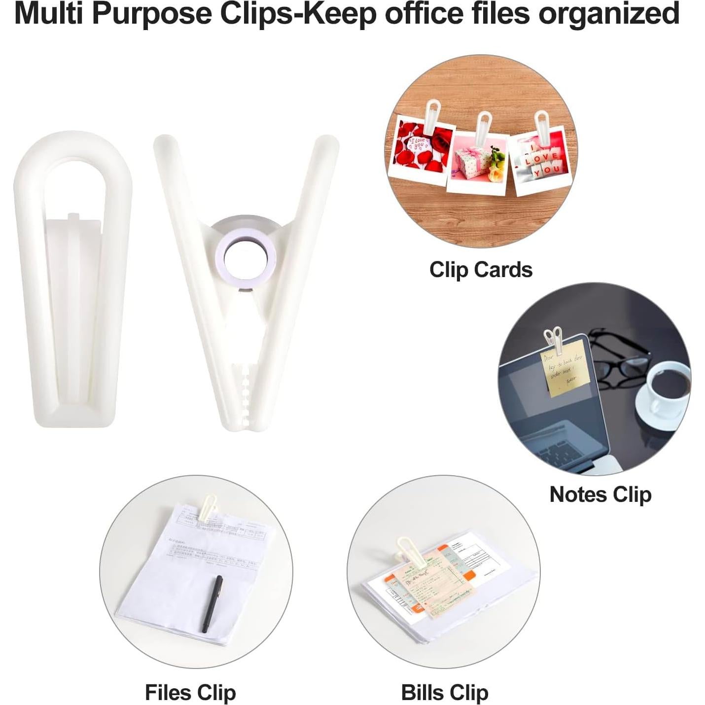 Clips Multiusos Lrophyte Azul Claro y Blanco - Paquete de 20