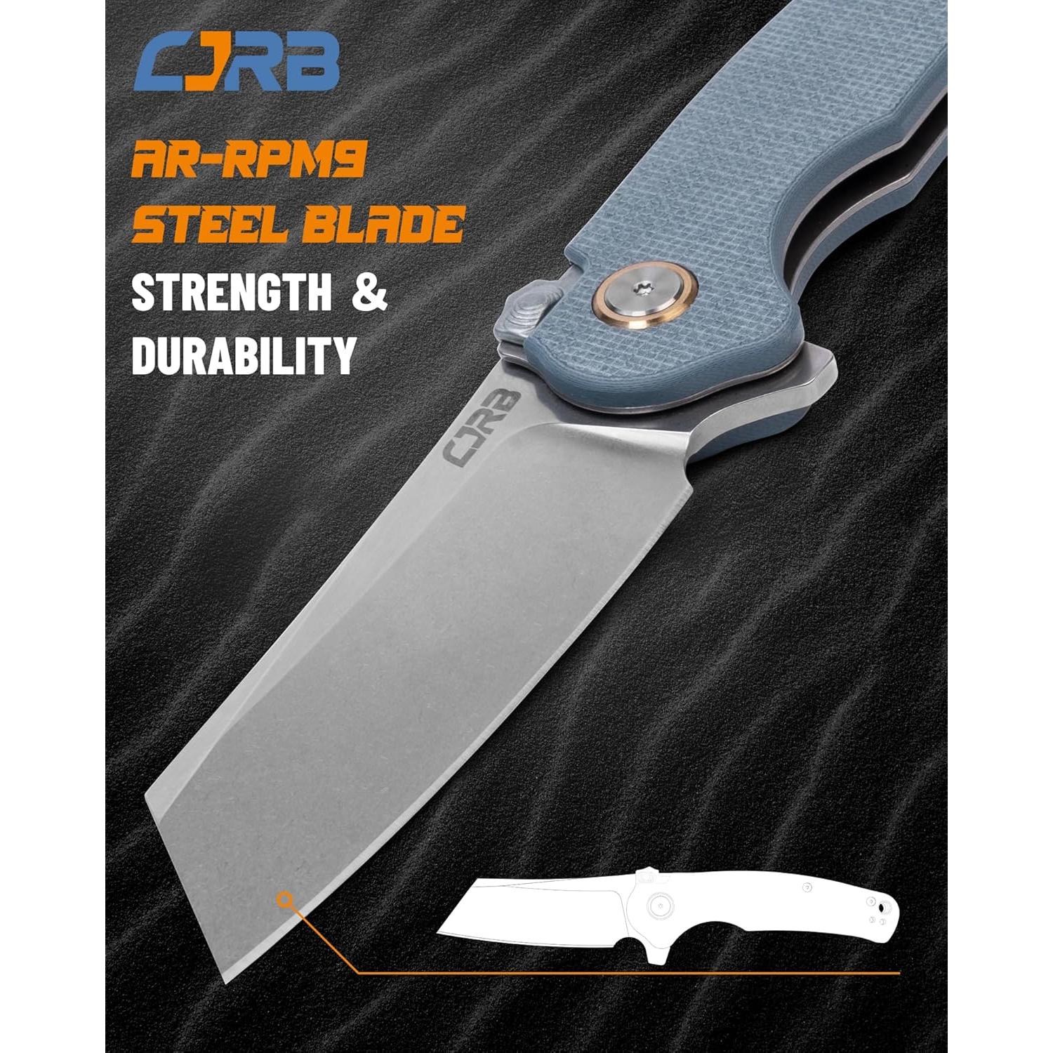 Cuchillo Táctico CJRB Crag Plegable 20.7cm Azul EDC