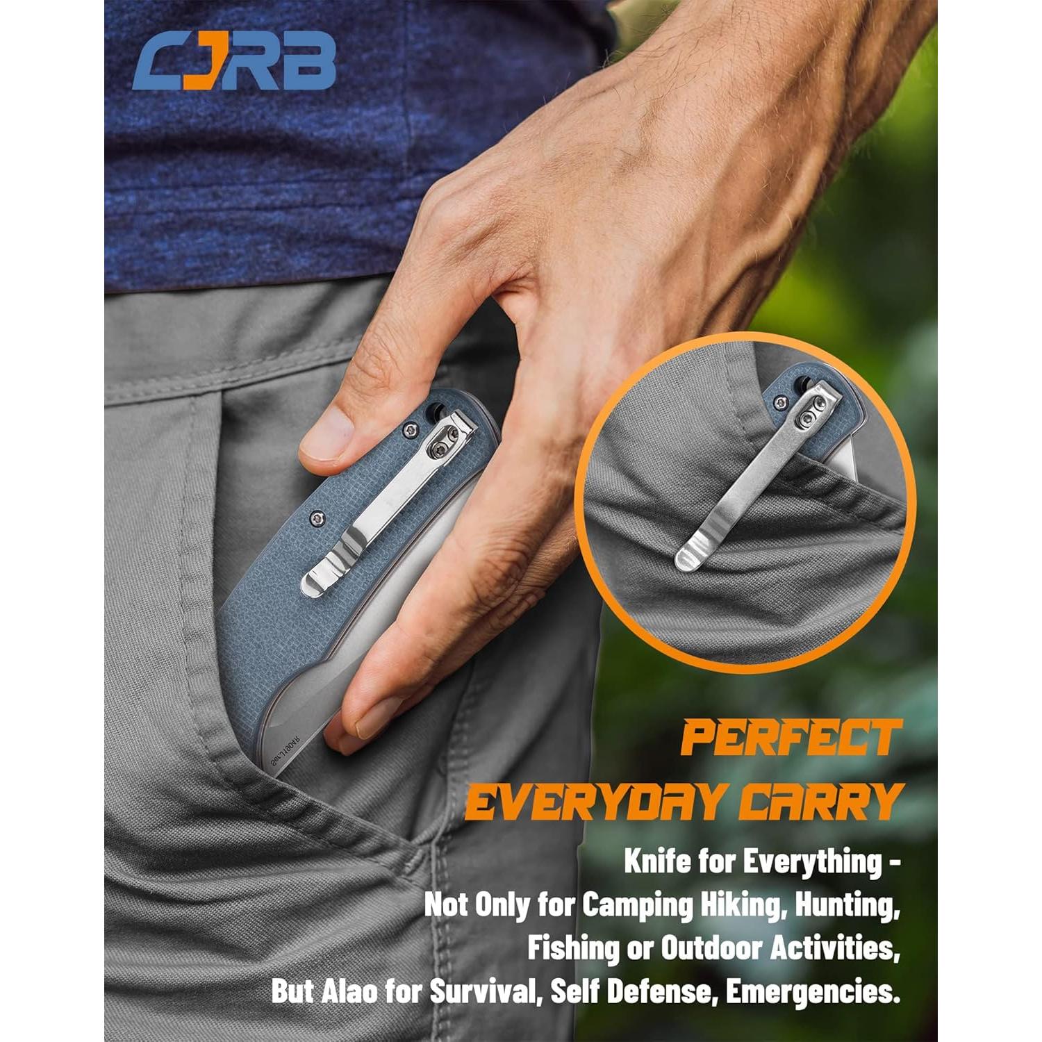 Cuchillo Táctico CJRB Crag Plegable 20.7cm Azul EDC