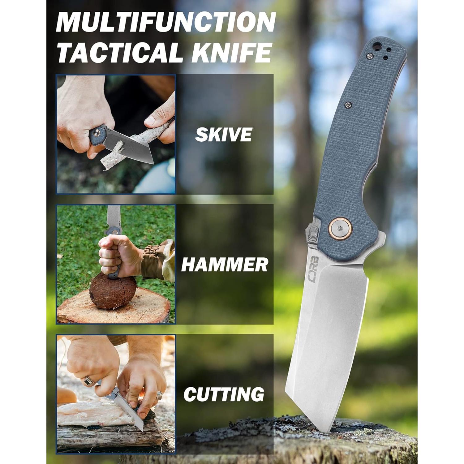 Cuchillo Táctico CJRB Crag Plegable 20.7cm Azul EDC