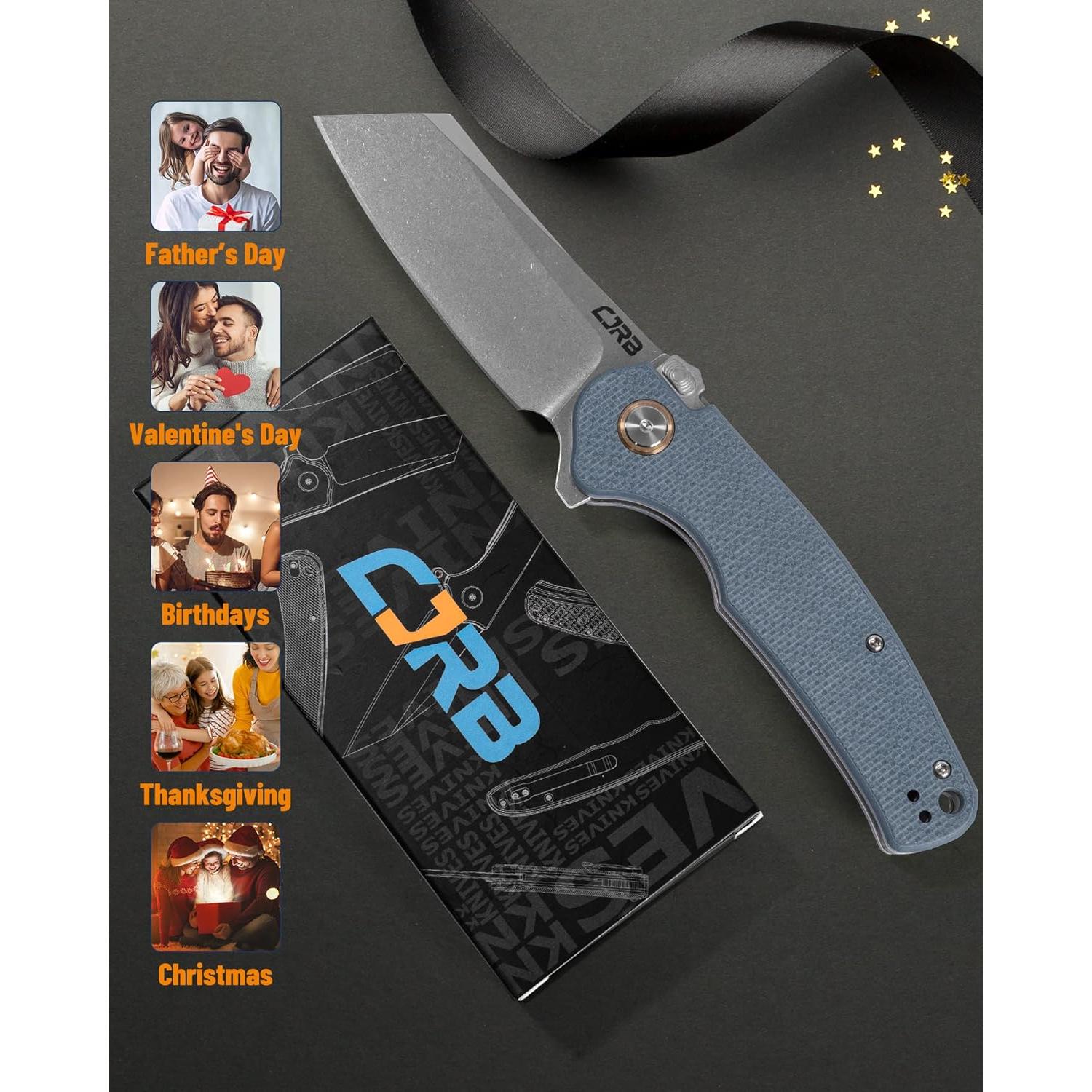 Cuchillo Táctico CJRB Crag Plegable 20.7cm Azul EDC