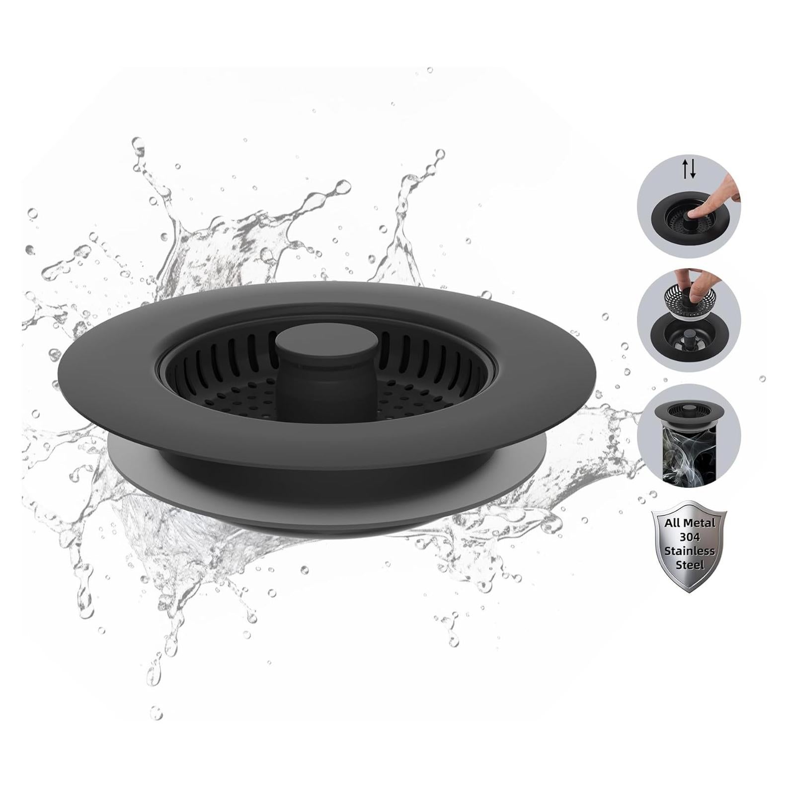 Filtro de Drenaje Hibbent Acero Inoxidable 3 en 1 para Fregadero