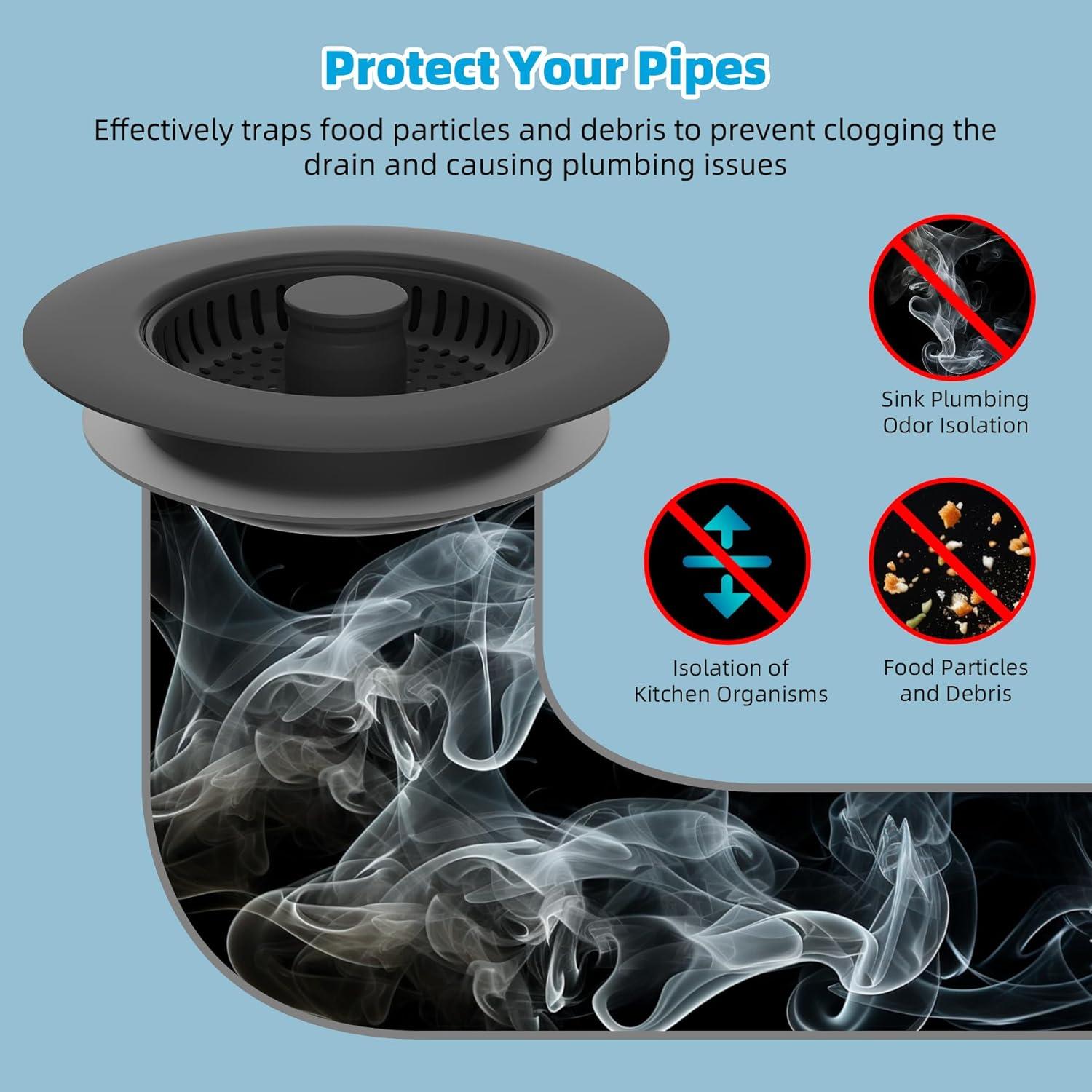 Filtro de Drenaje Hibbent Acero Inoxidable 3 en 1 para Fregadero